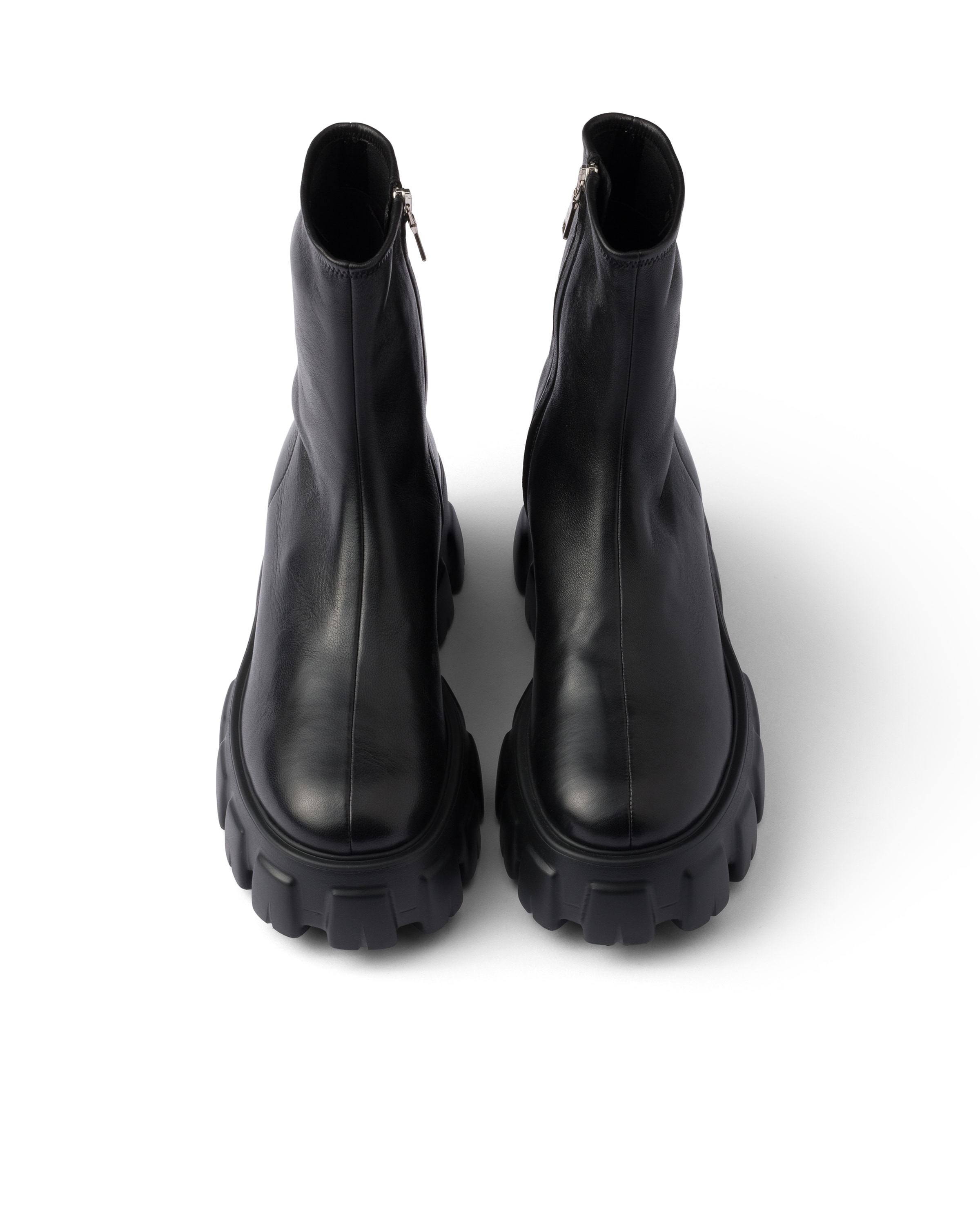 Prada Black Stretch Nappa Monolith Ankle Boots