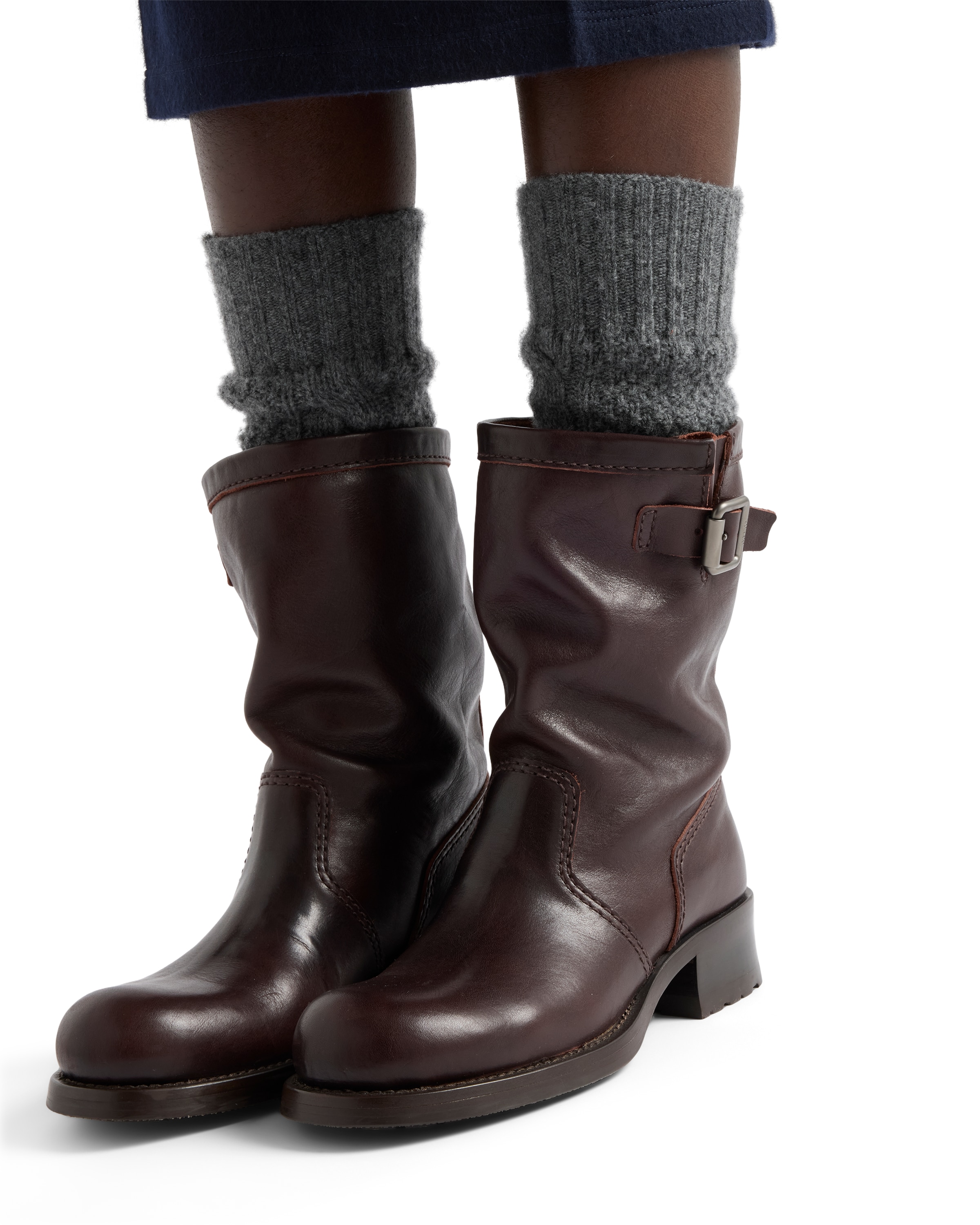 Prada Chocolate Brown Leather Boots In Brown