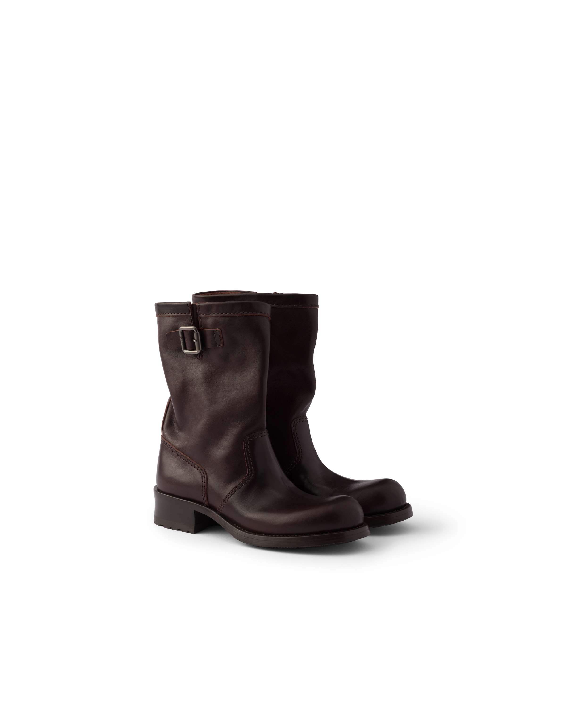 Prada Chocolate Brown Leather Boots In Brown