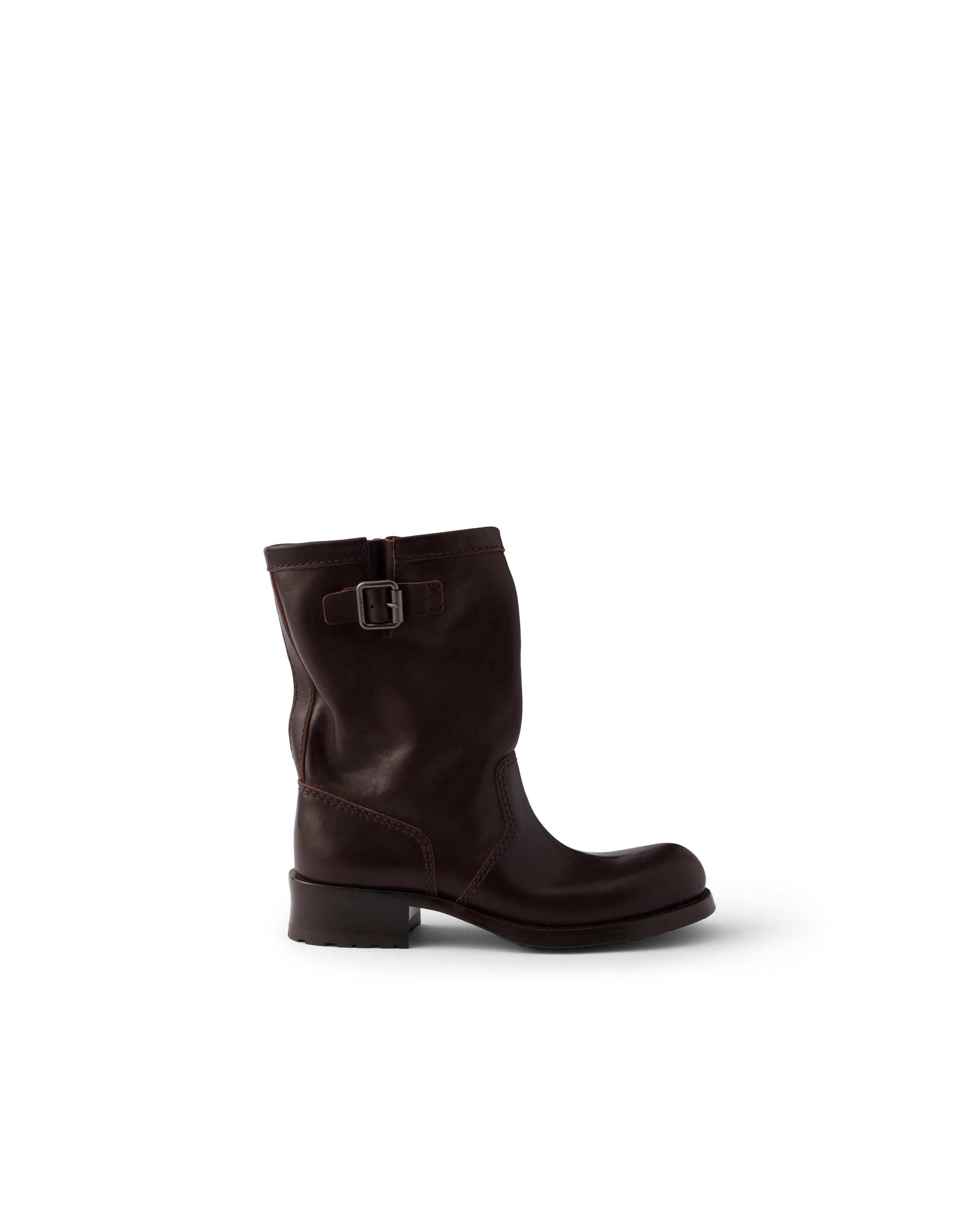 Prada Chocolate Brown Leather Boots In Brown