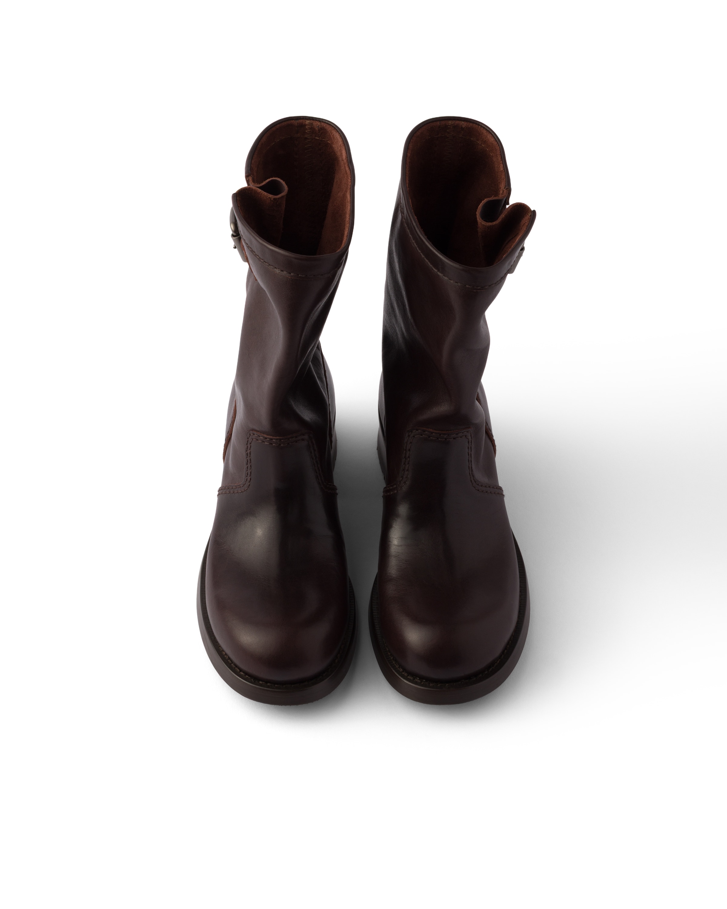Prada Chocolate Brown Leather Boots In Brown