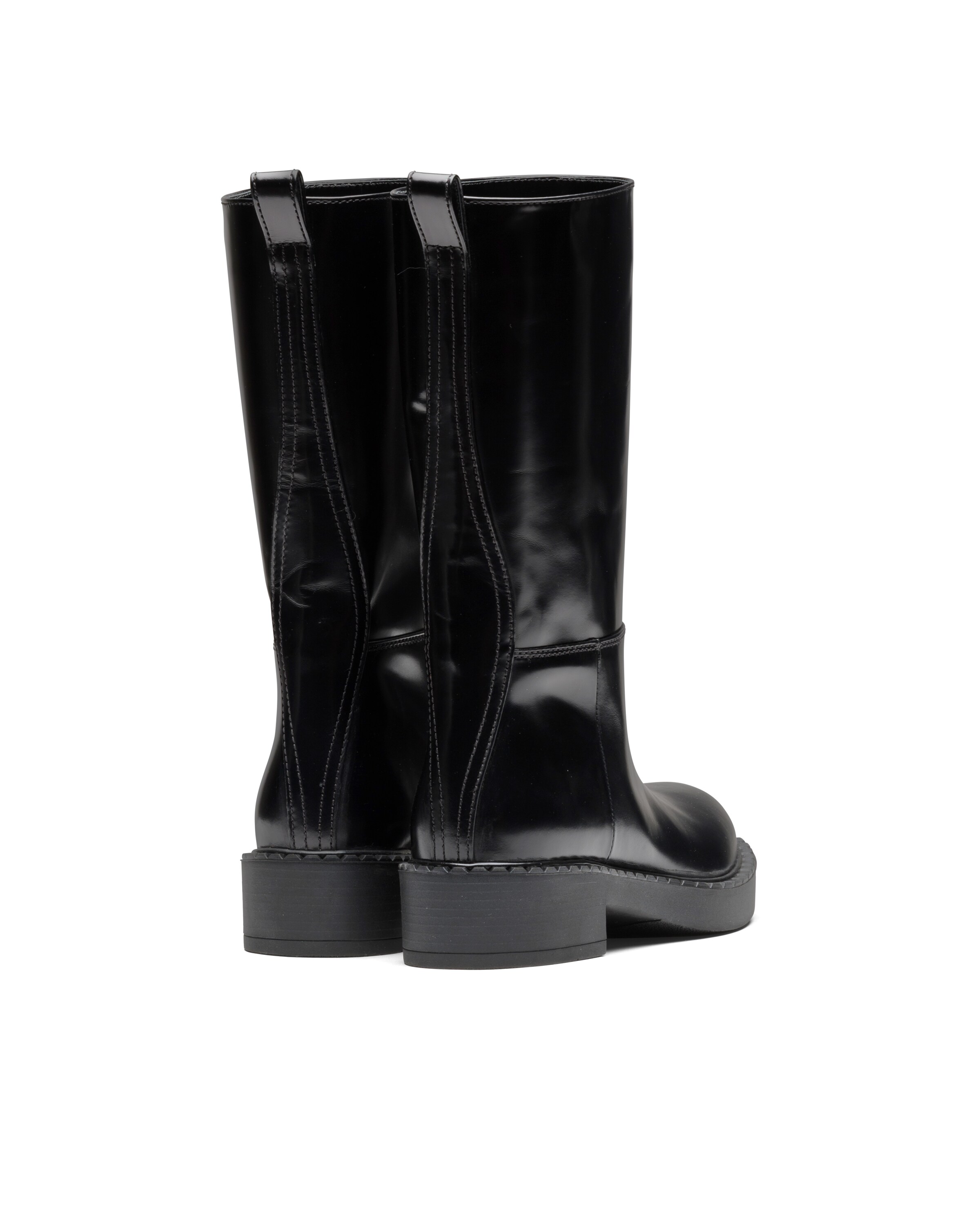 prada monolith brushed leather booties