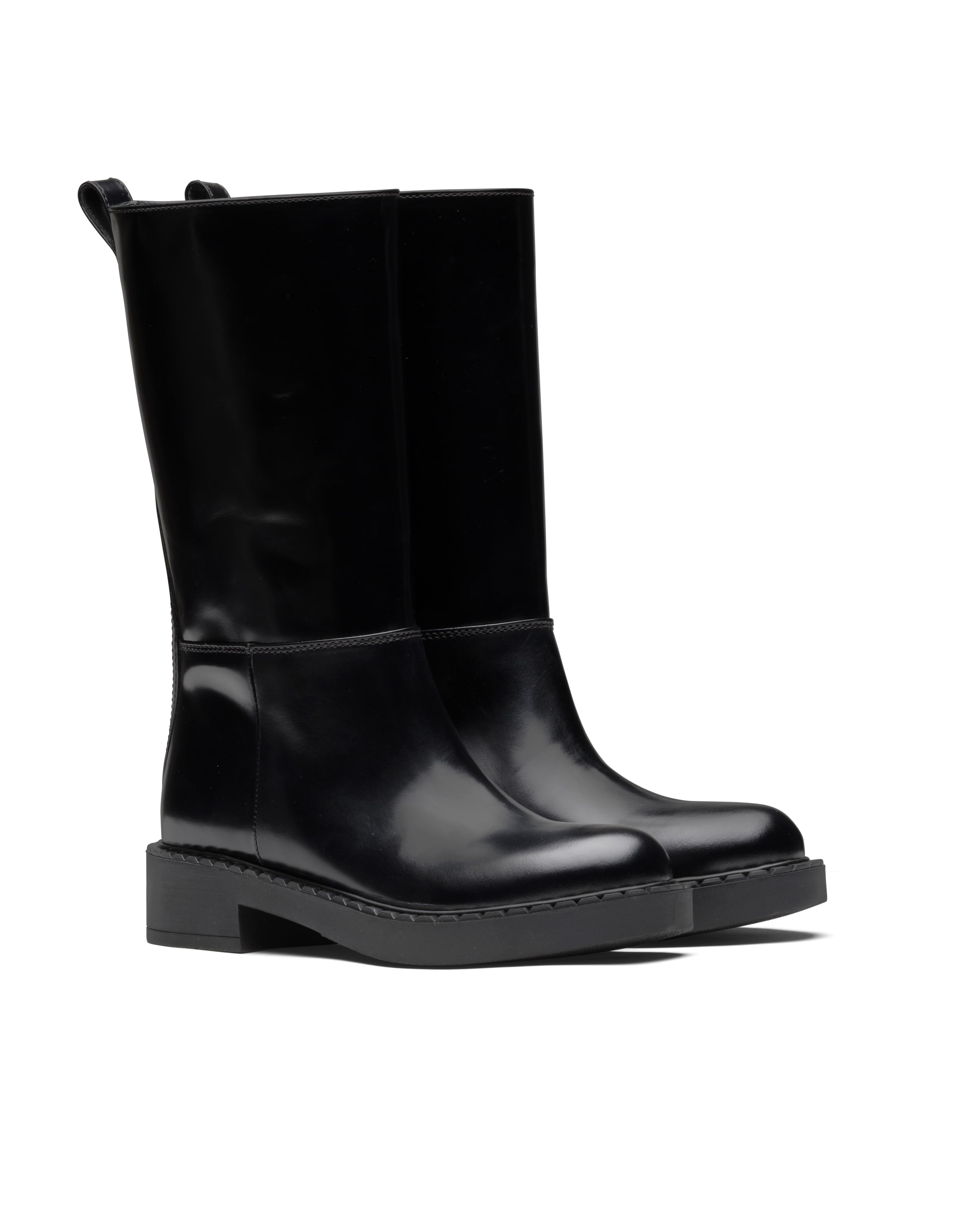 prada monolith brushed leather booties