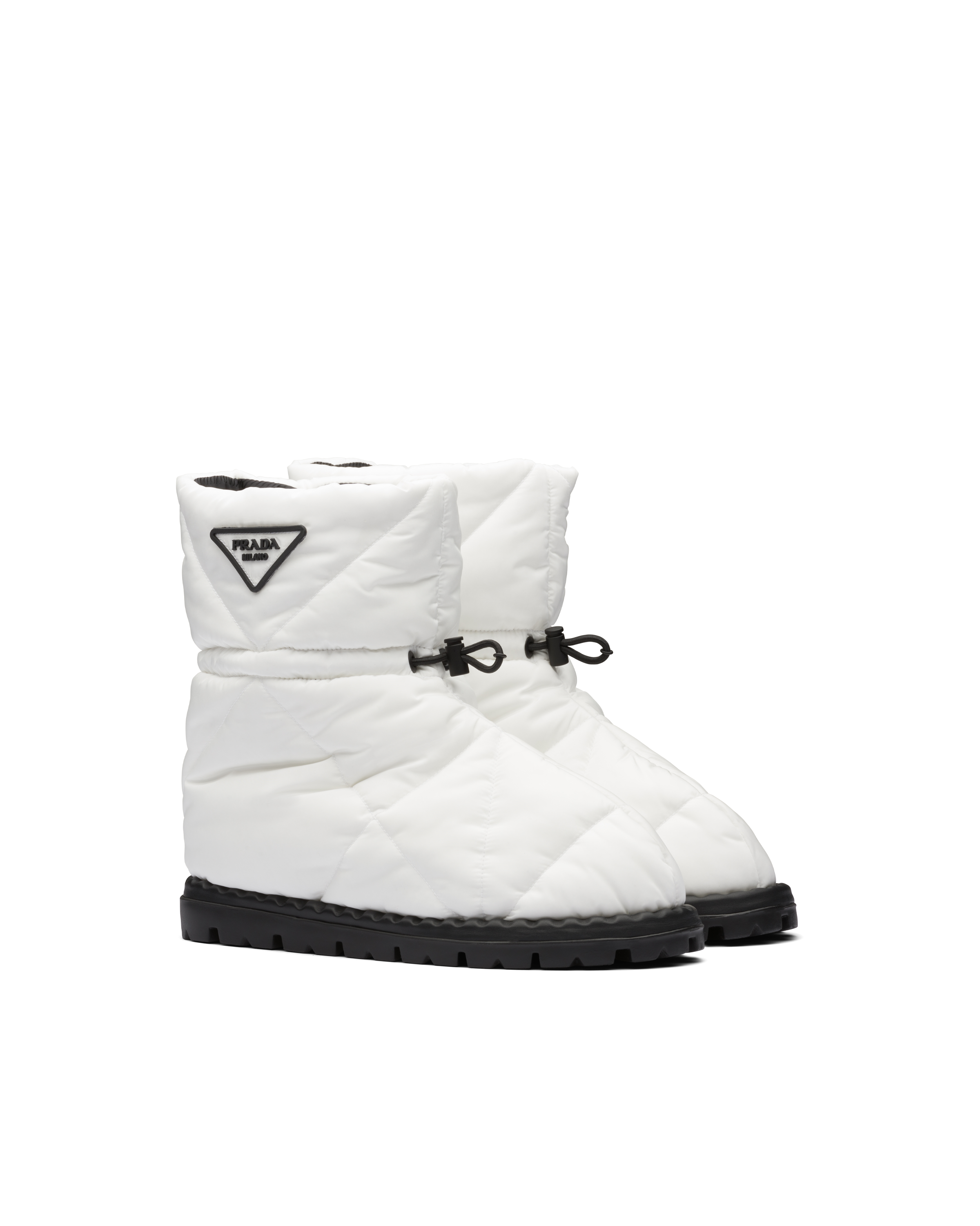 Prada Padded Nylon Booties In White ModeSens