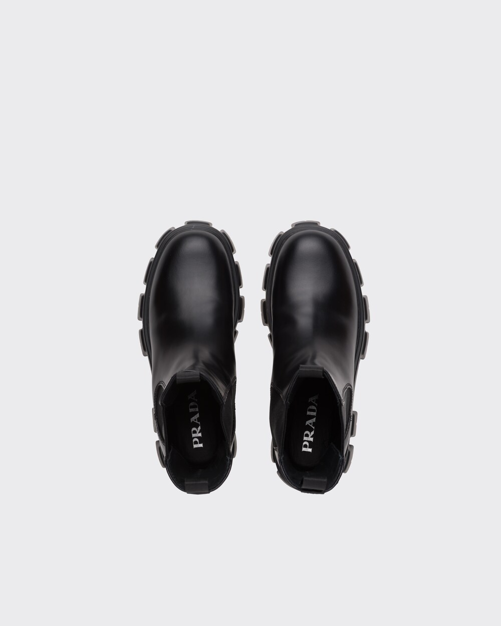 Black Monolith Brushed Leather Boots Prada