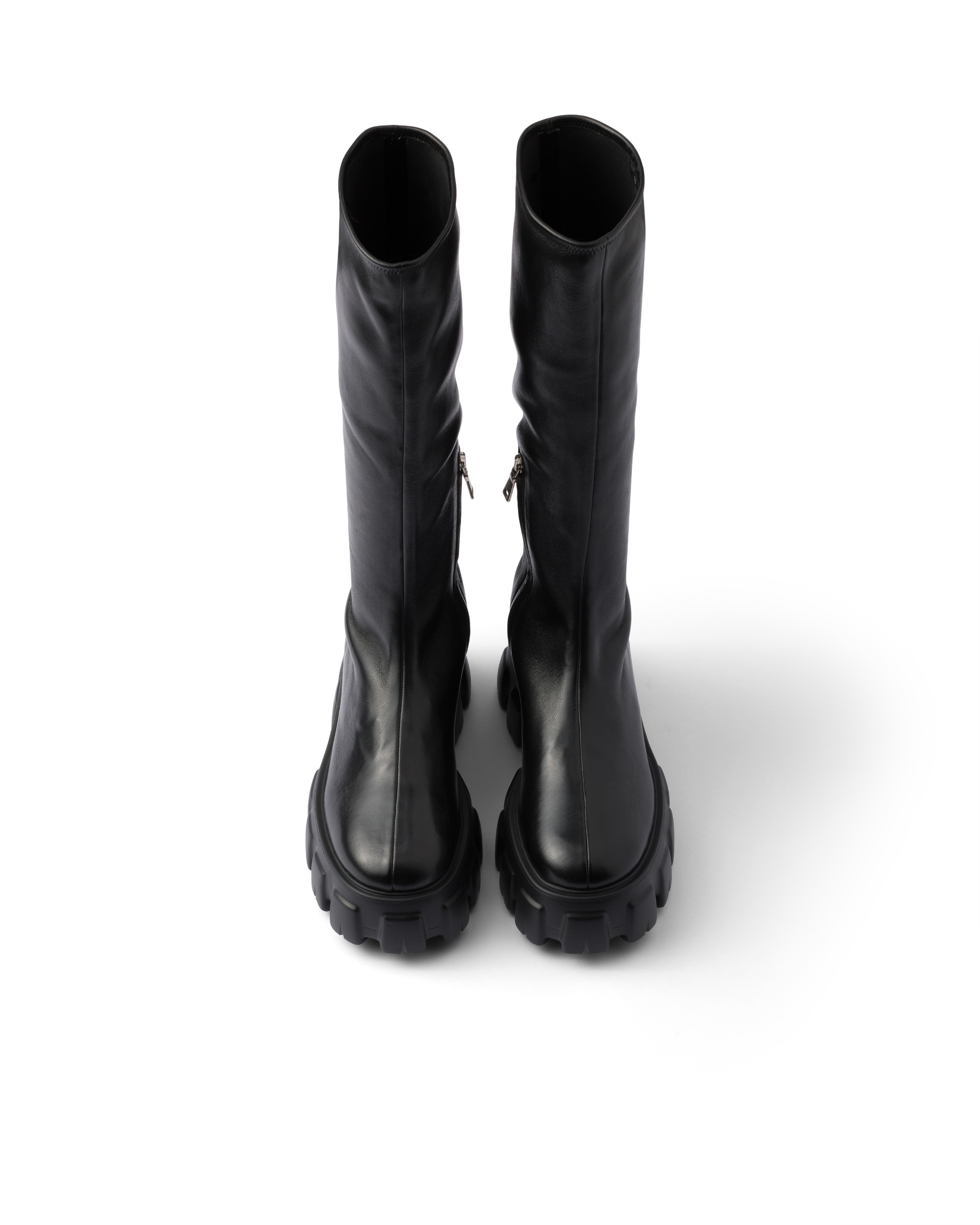 Prada Monolith Stetch Nappa Leather Boots In Black