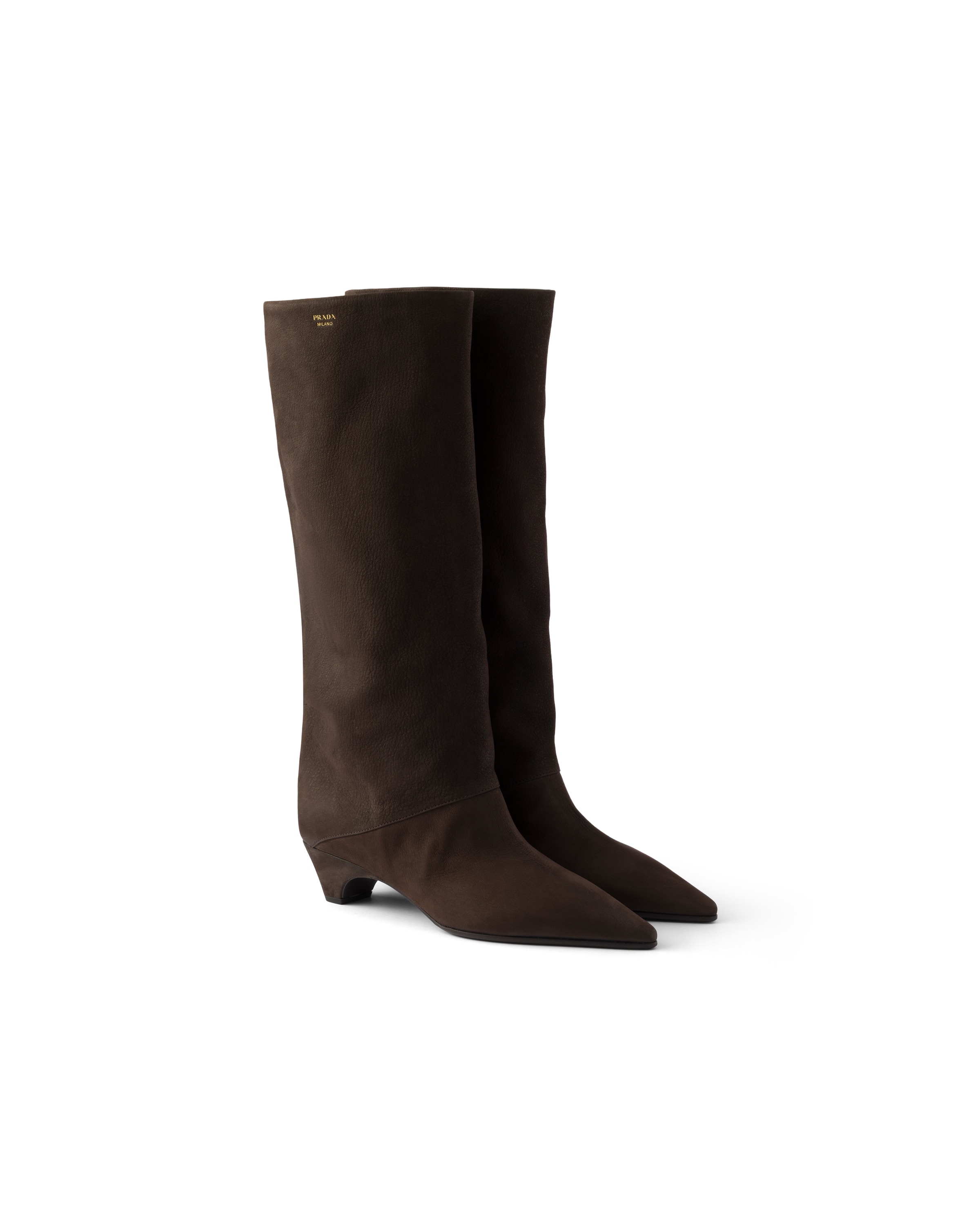Prada Leather Boots In Brown