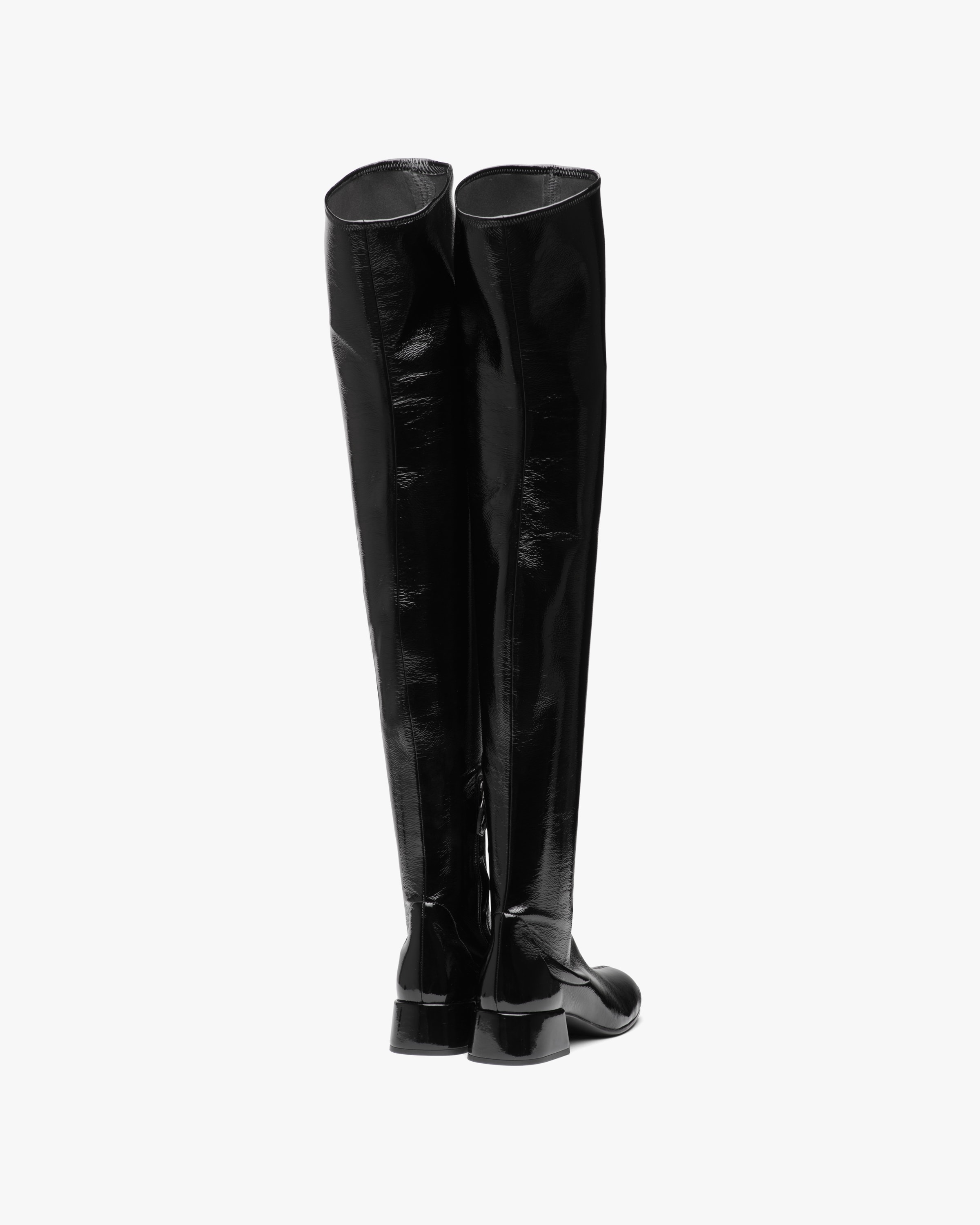 Black Technical patent leather boots Prada