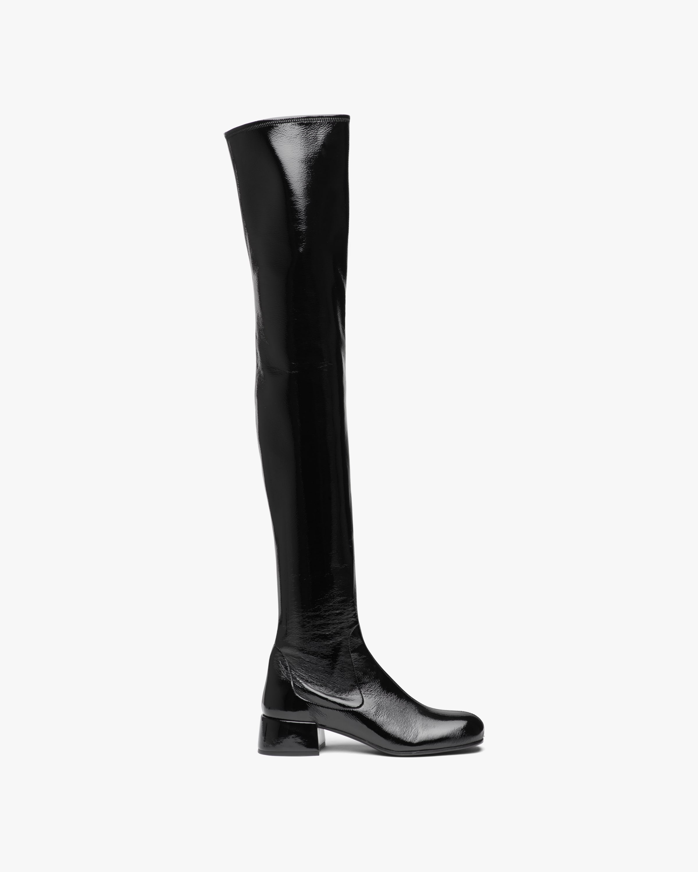 Black Technical patent leather boots Prada