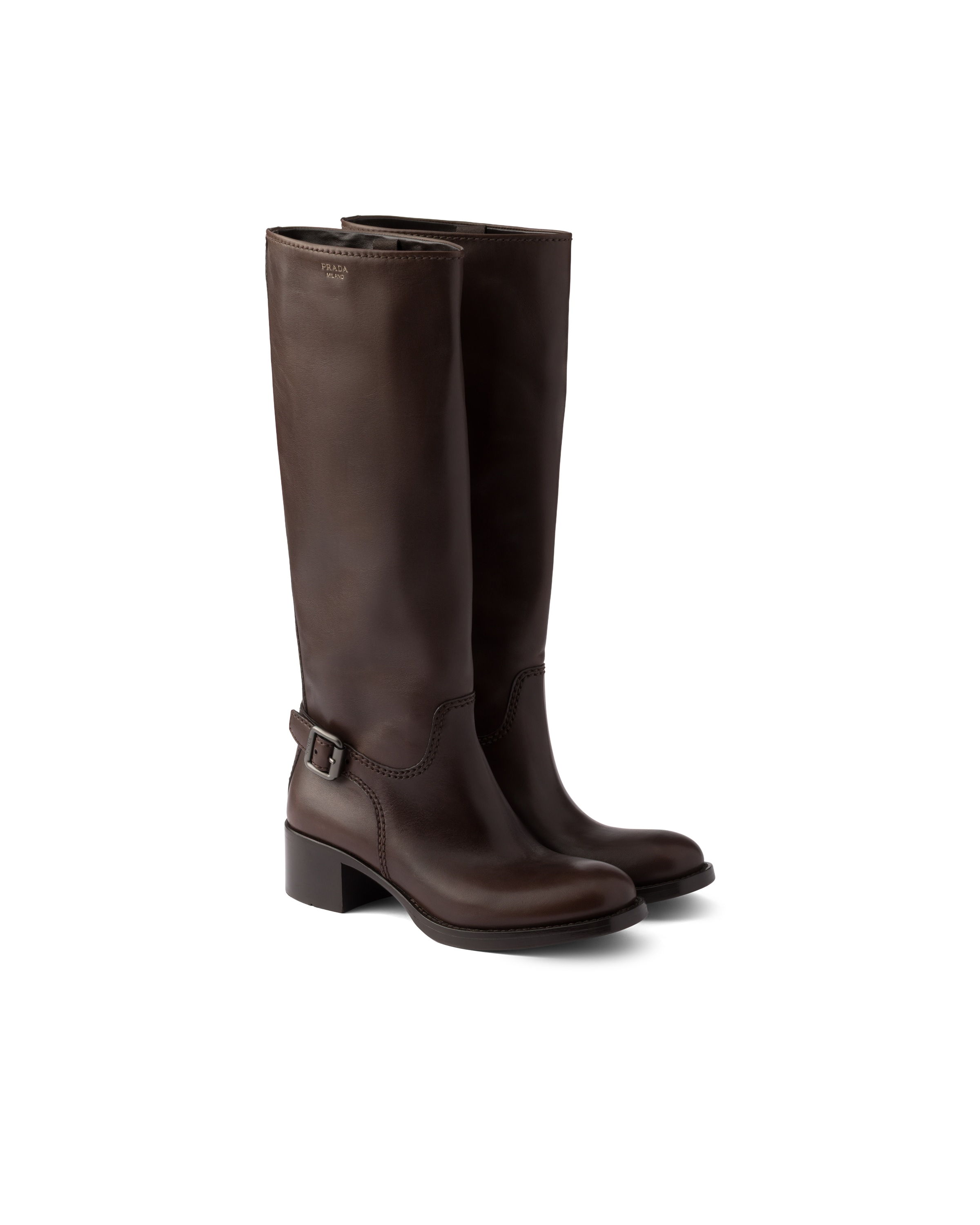 Prada Leather Boots In Teak