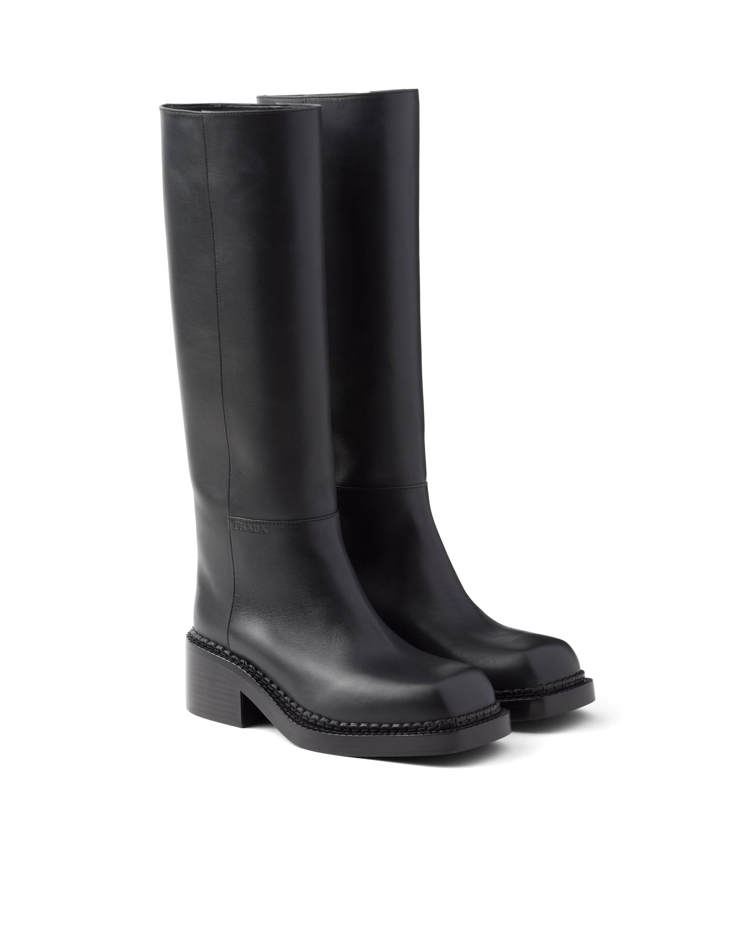 Prada Stivali In Pelle, Donna, Nero, Taglia 36,5
