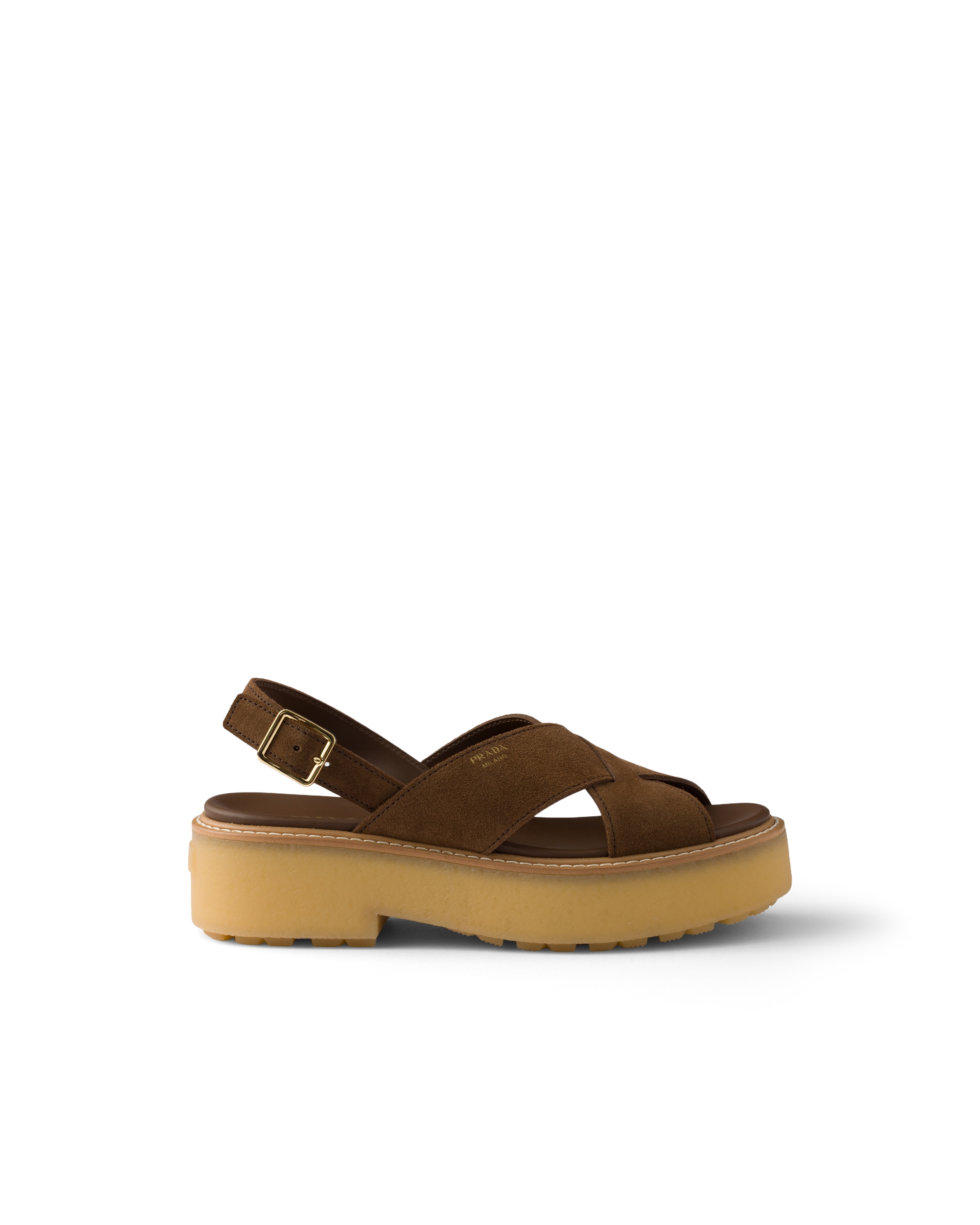 Prada Suede Platform Sandals With 5.5 Cm Sole In Multi
