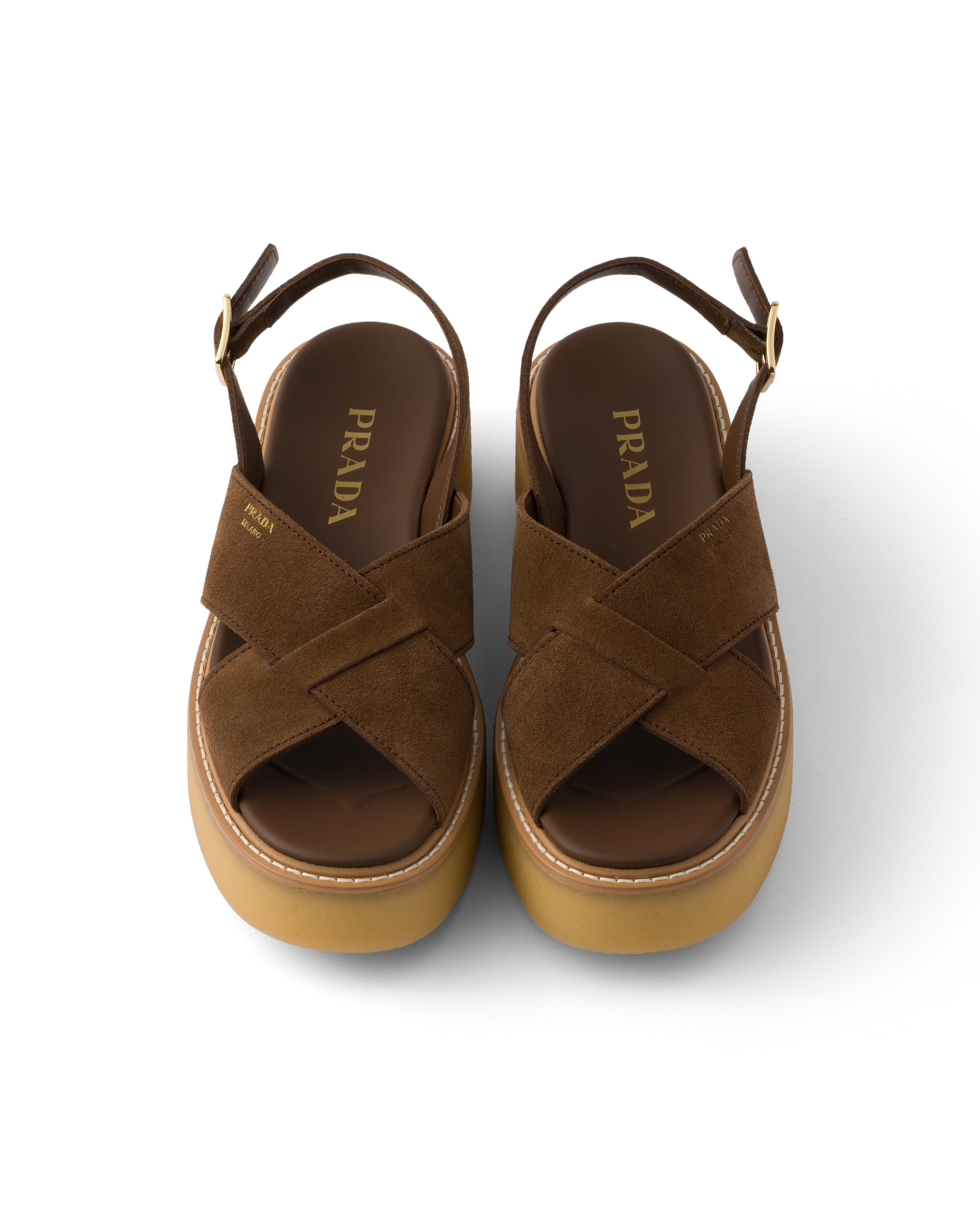 Prada Suede Platform Sandals With 5.5 Cm Sole In Multi