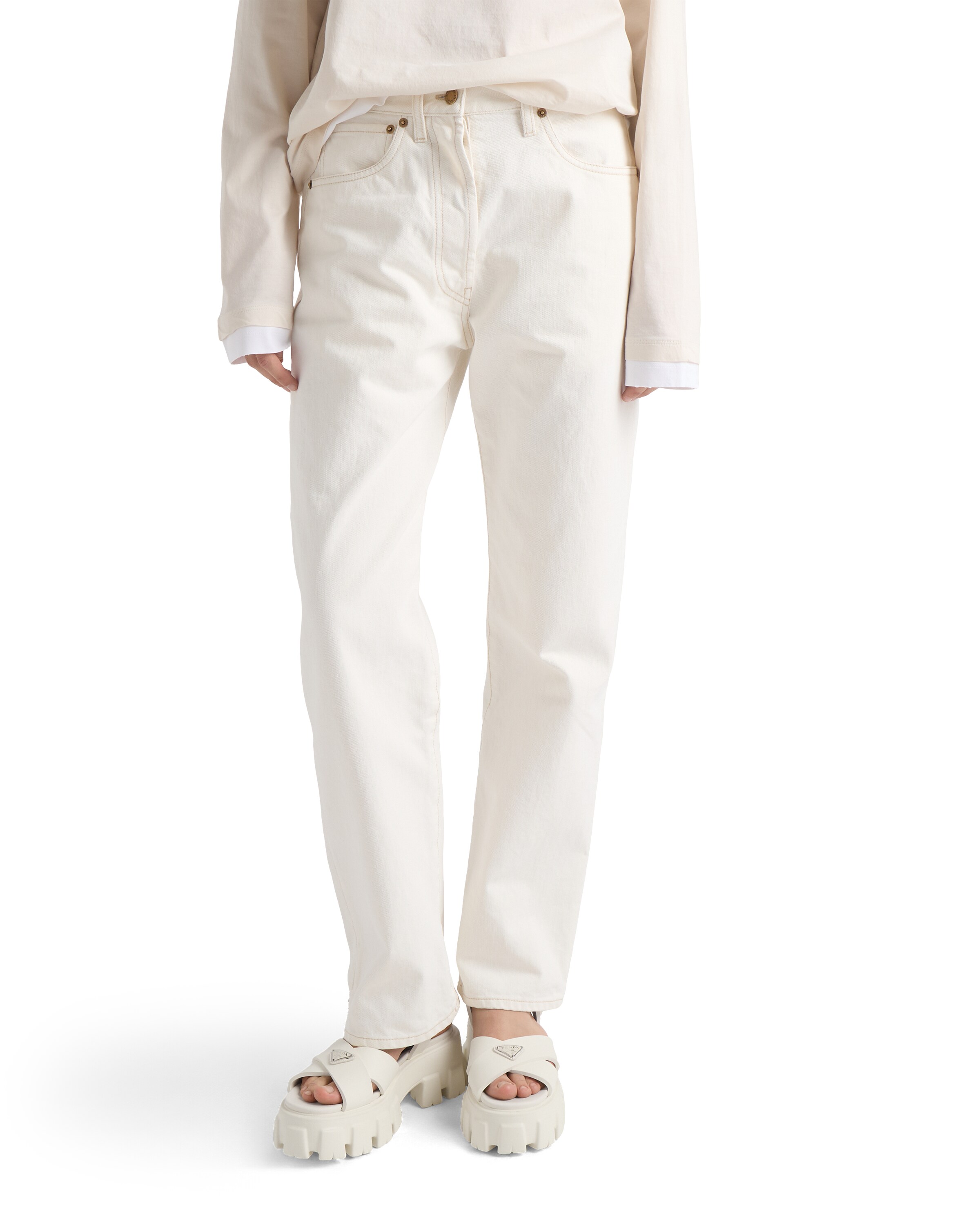 Prada Monolith Rubber Sandals In White
