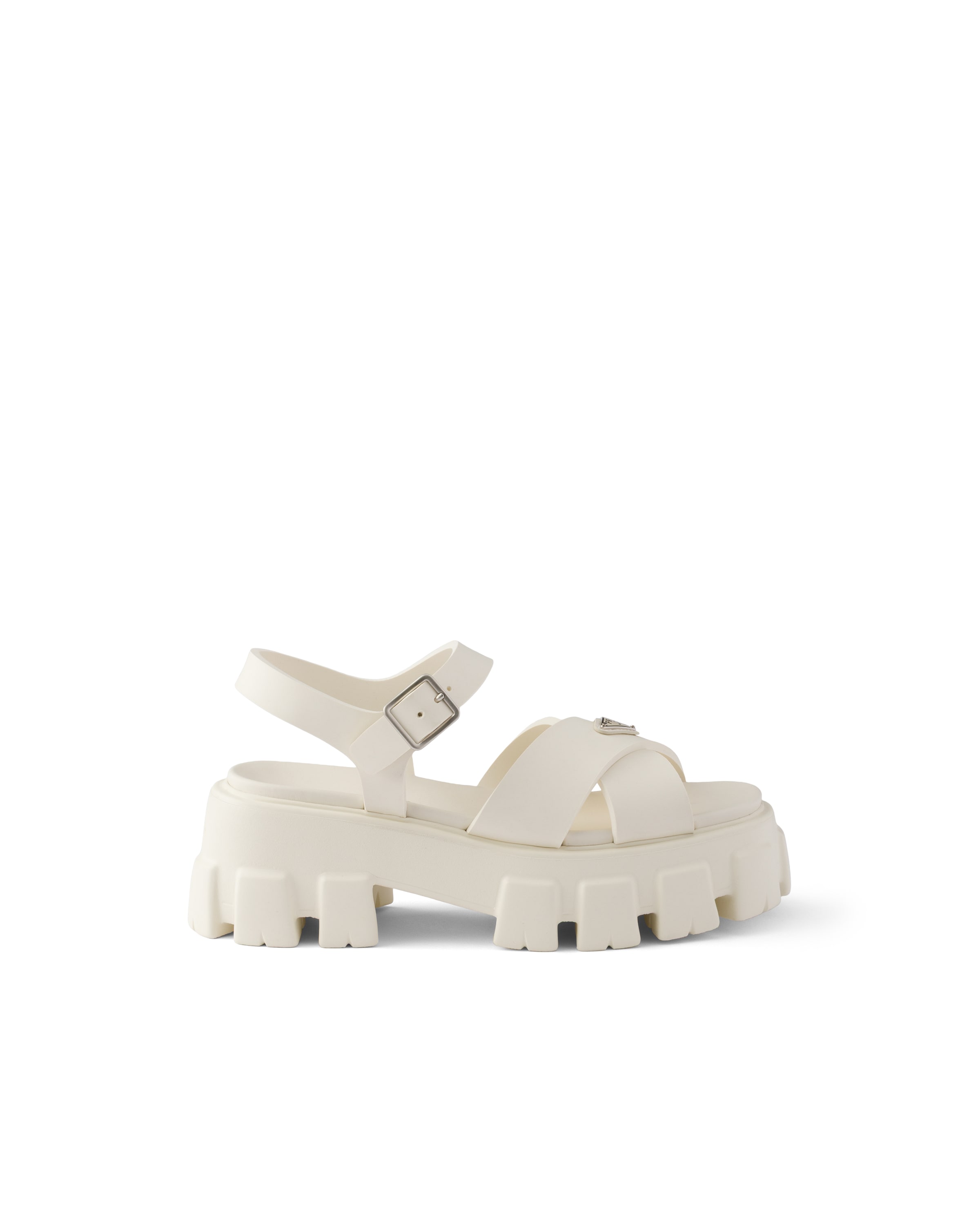 Prada Monolith Rubber Sandals In White