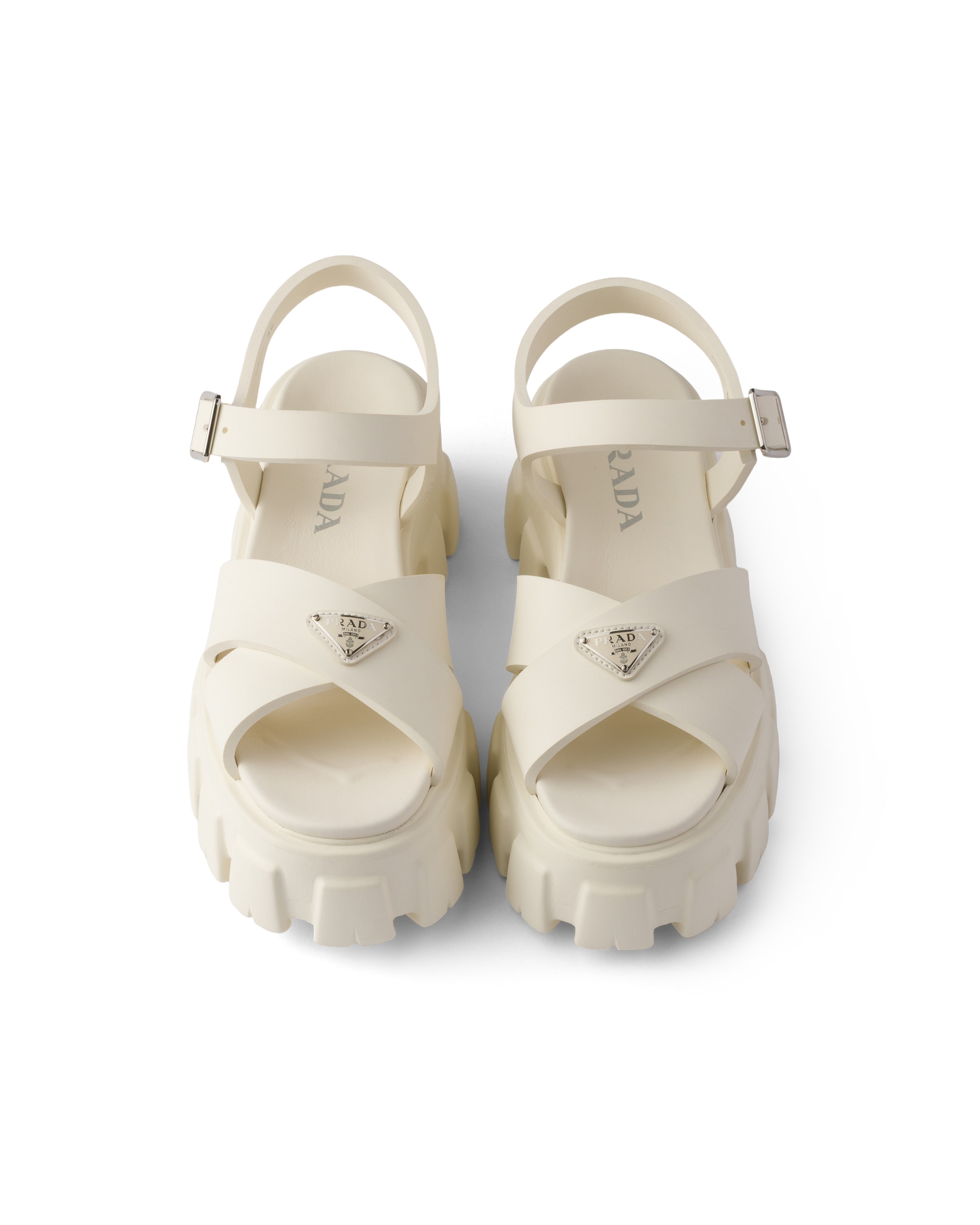 Prada Monolith Rubber Sandals In White