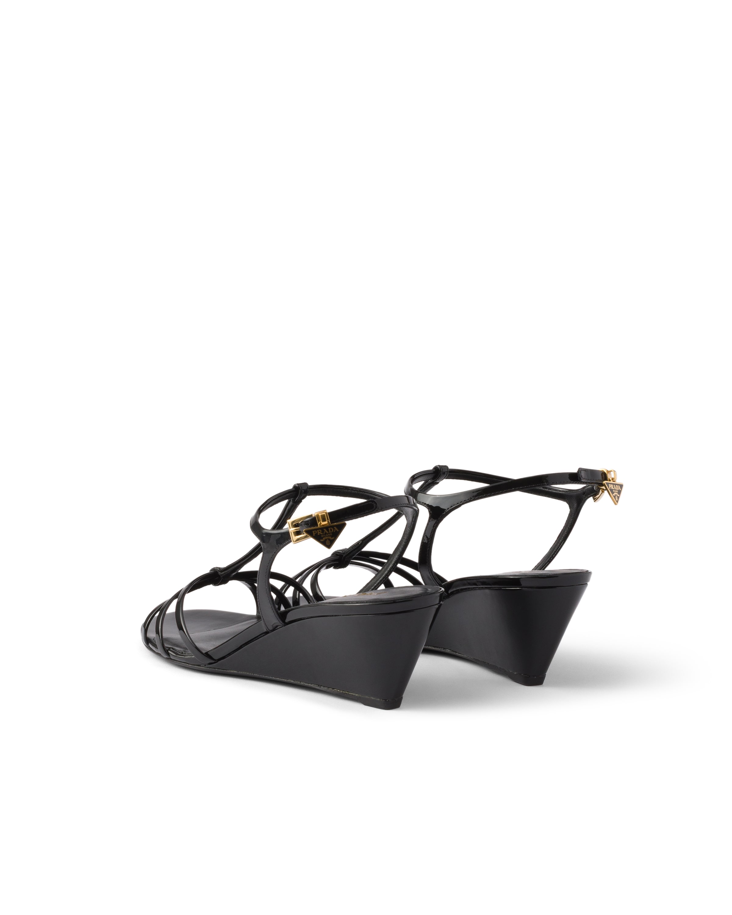 Prada Womens Black Patent Leather Sandals Eur 37.5 / 4.5 Uk