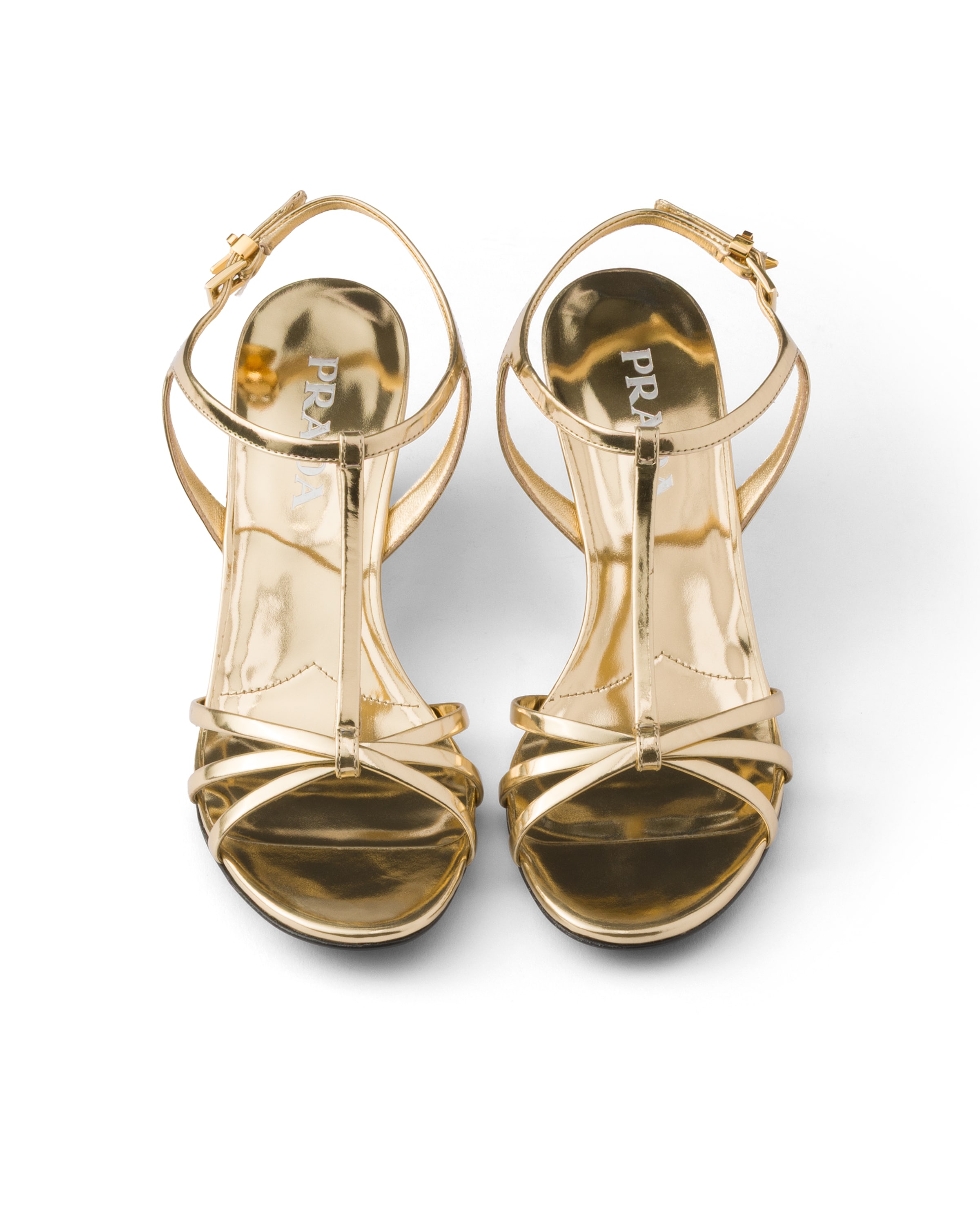 Prada Metallic Wedge Sandals Ankle Strap Open Toe In Multi