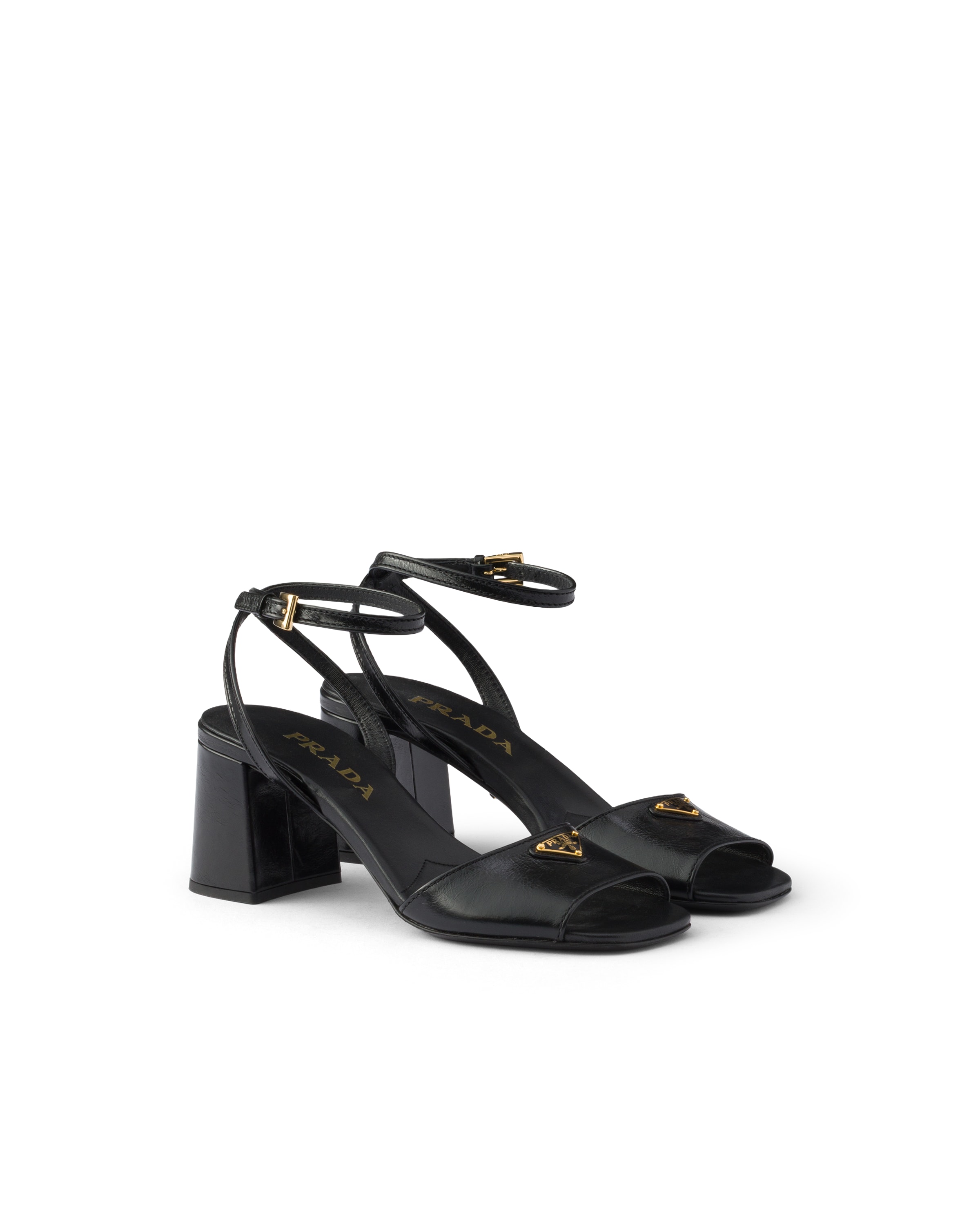 Prada Leather Sandals In Black
