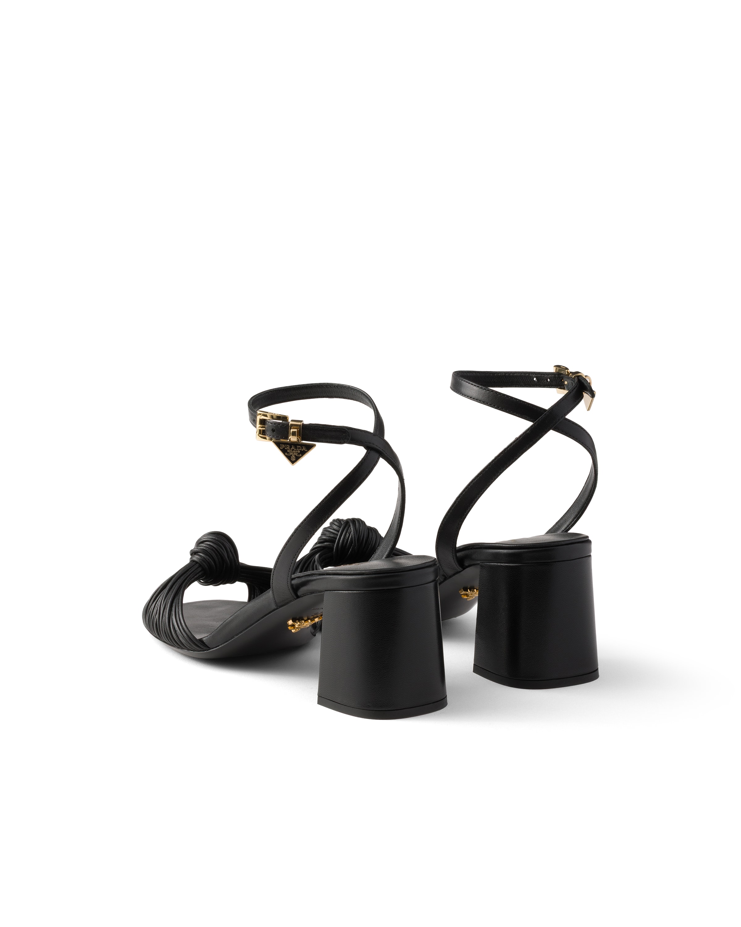 Prada Leather Sandals In Black