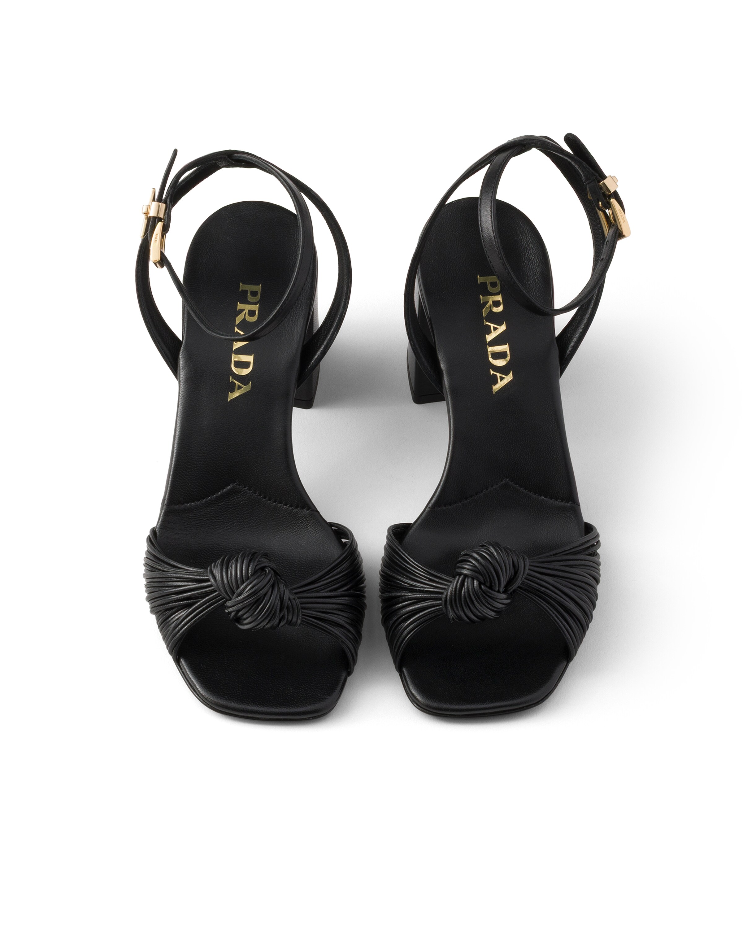 Prada Leather Sandals In Black