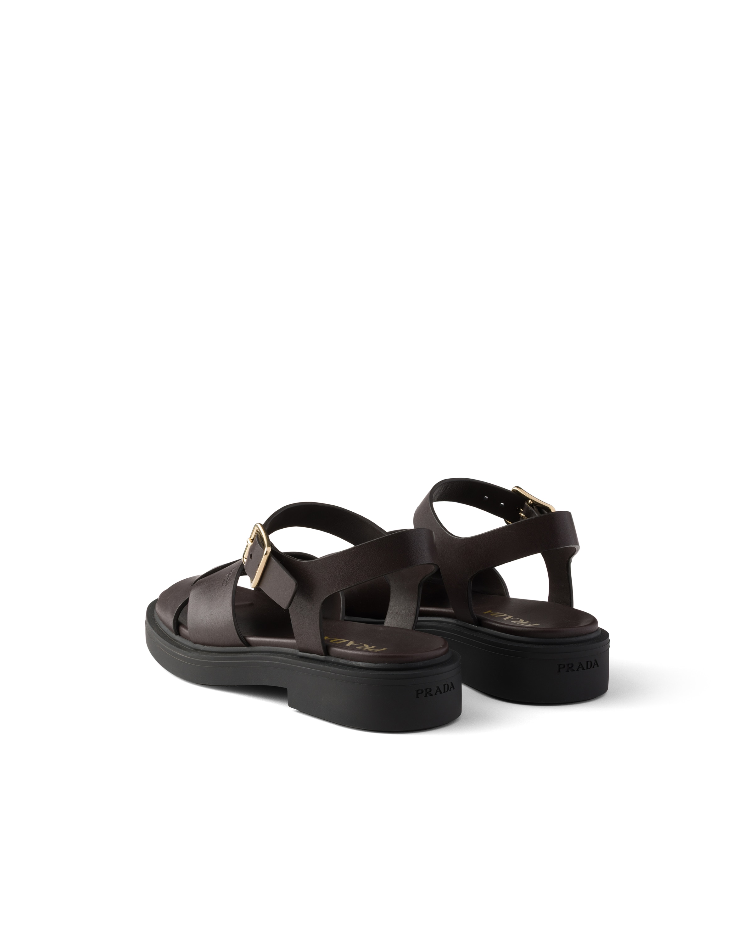 Prada Leather Platform Sandals In Multi