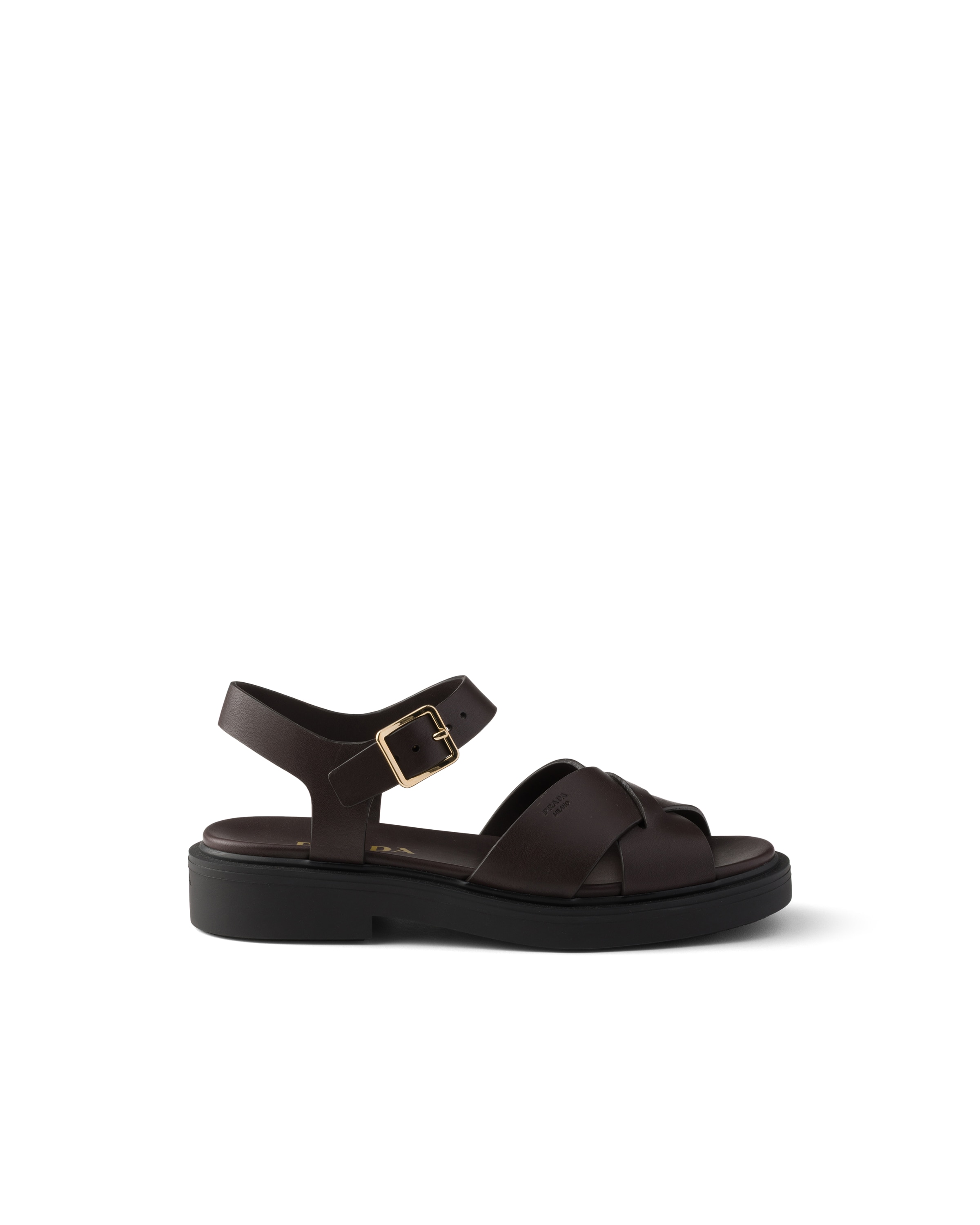 Prada Leather Platform Sandals In Multi