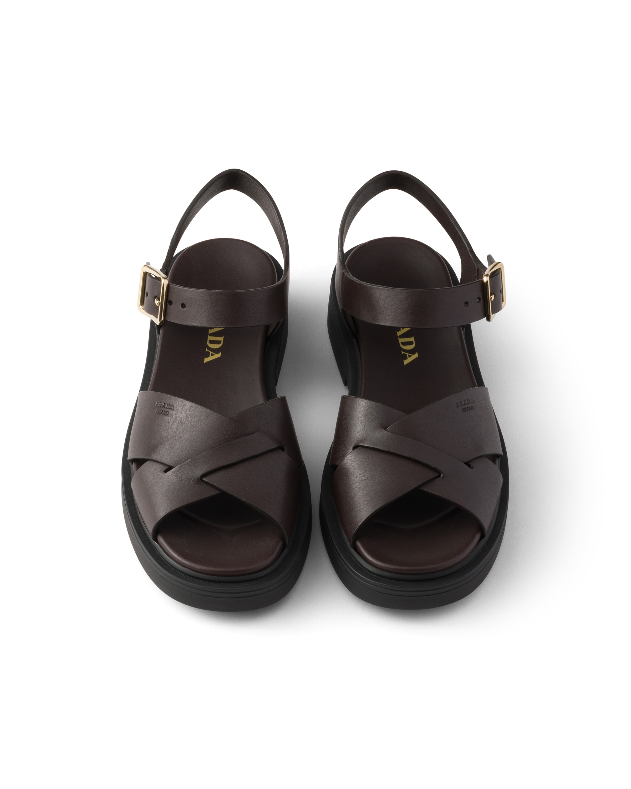 Prada Leather Platform Sandals In Multi