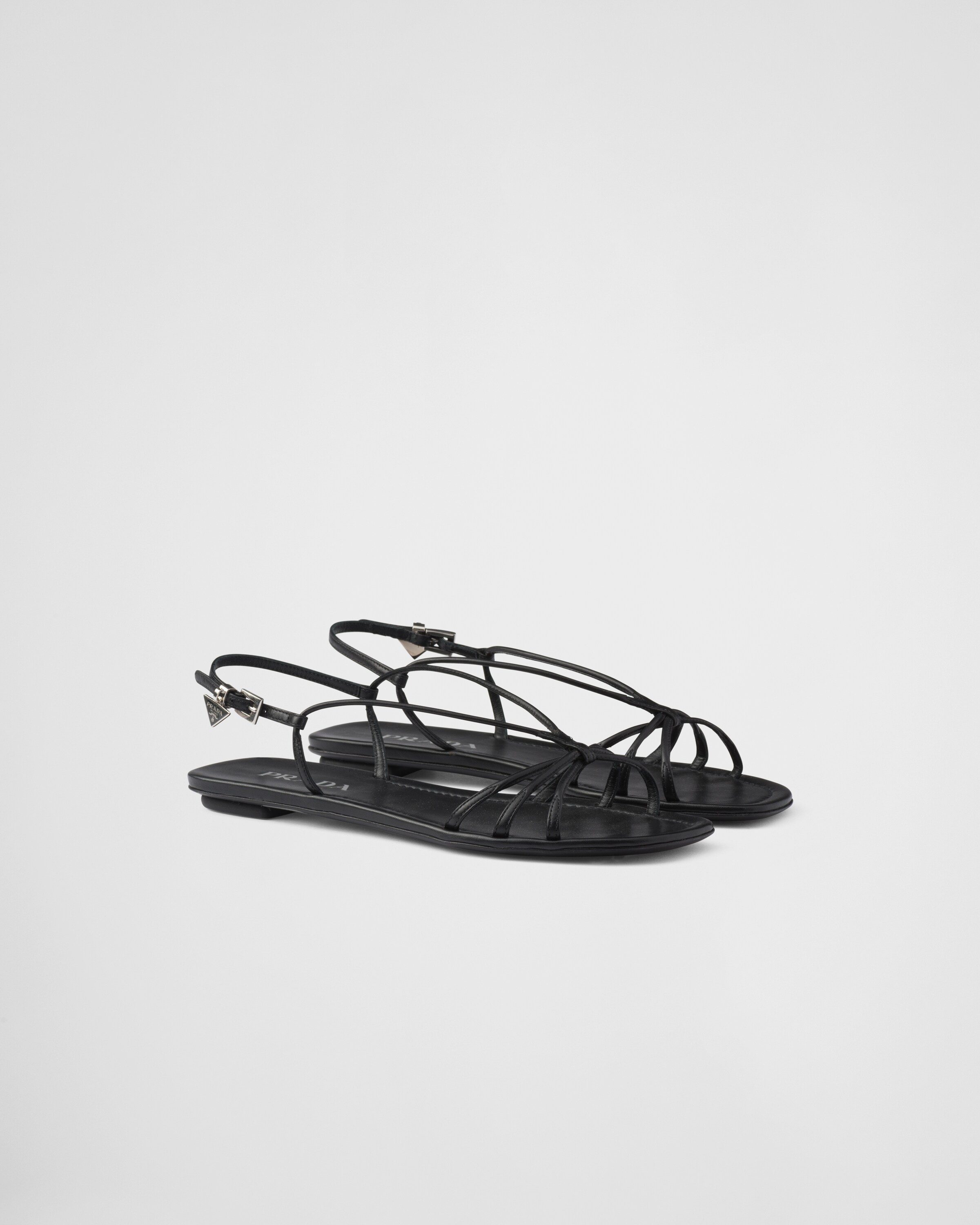 Prada Sandali Bassi In Pelle, Donna, Nero, Taglia 37,5