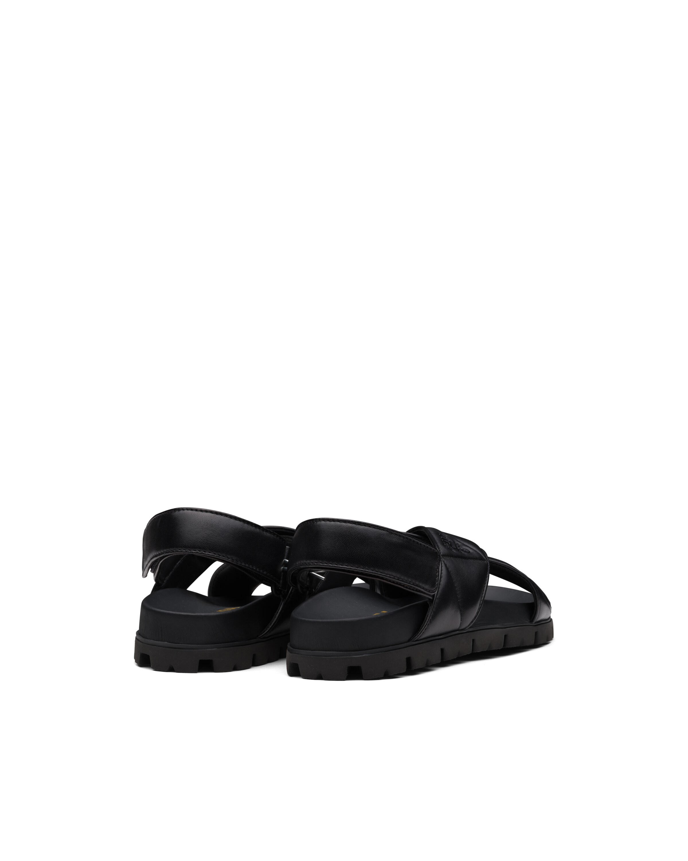 Black Sporty quilted nappa leather sandals Prada