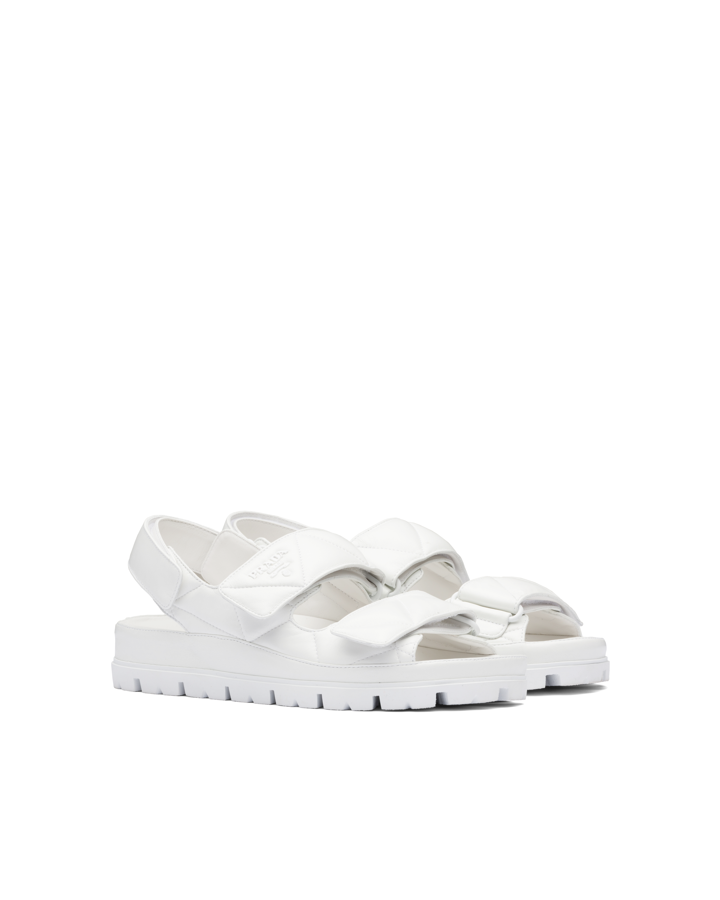 White Padded Nappa Leather Sandals PRADA