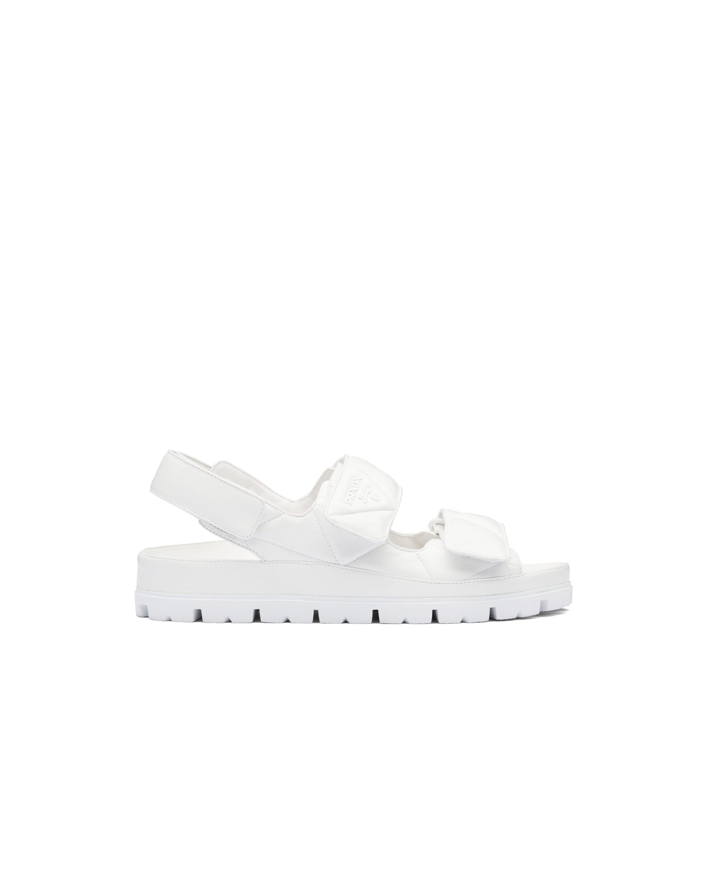 White Padded nappa leather sandals | Prada