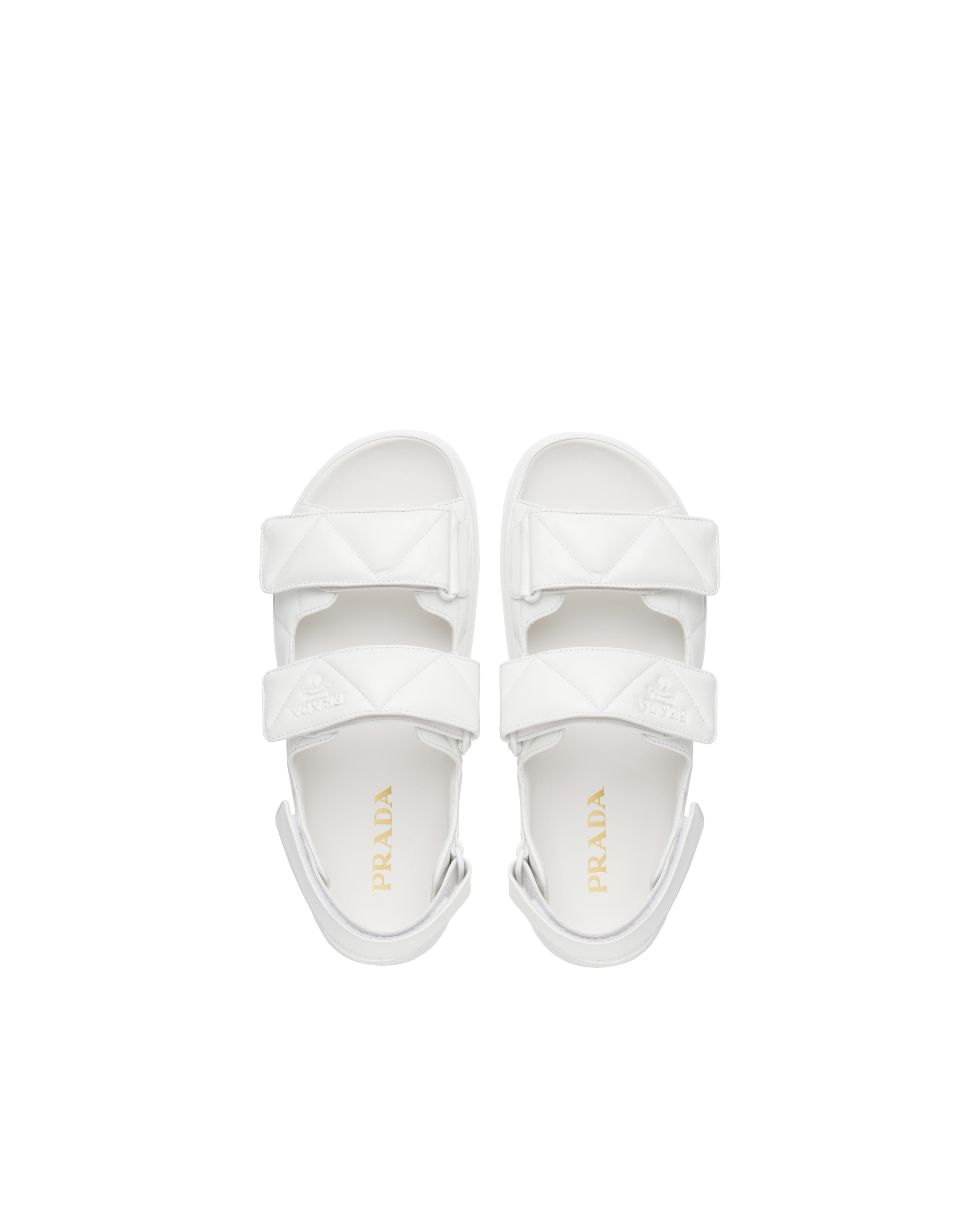 prada logo quilted leather sandals