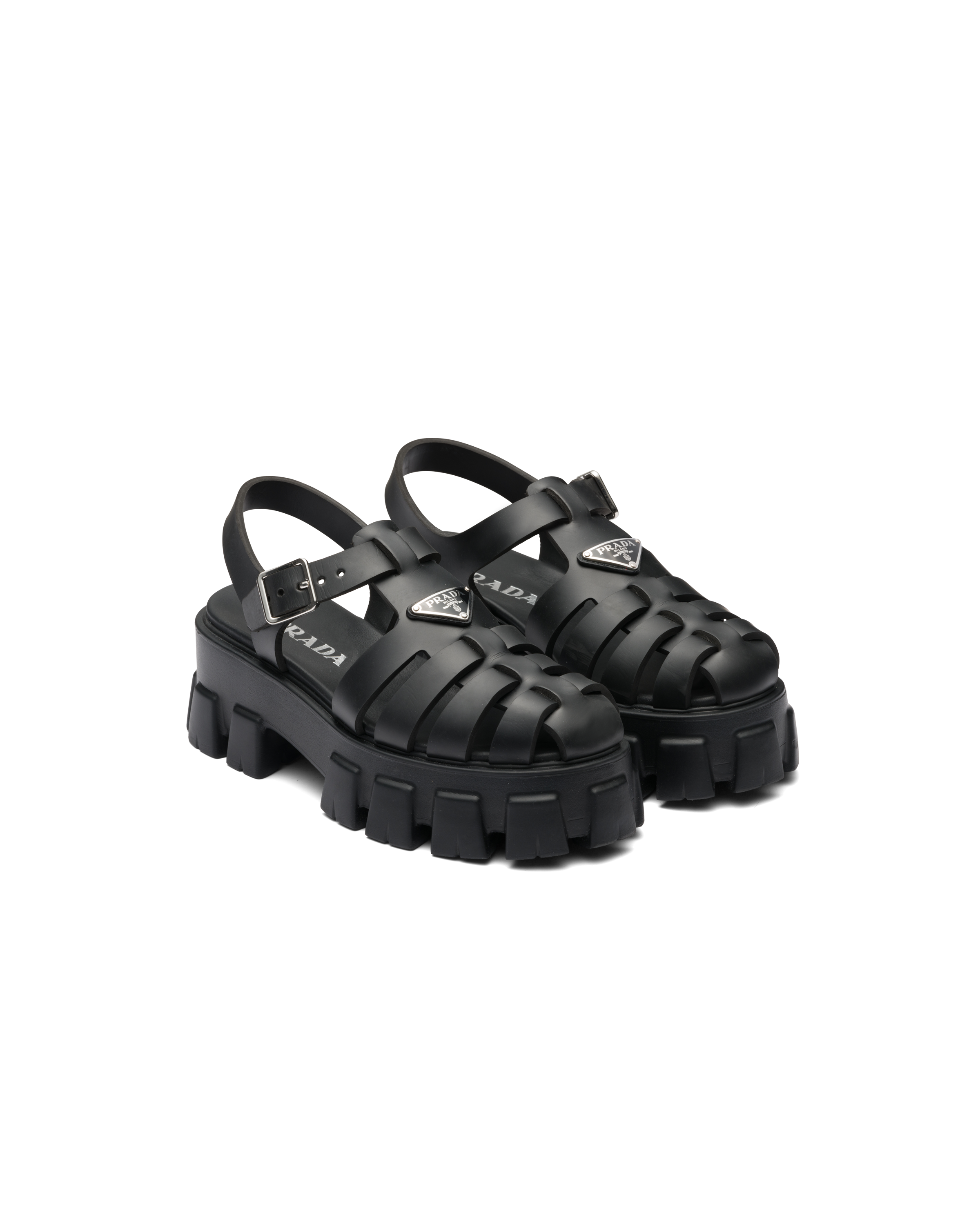Prada Foam Rubber Sandals In Black | ModeSens