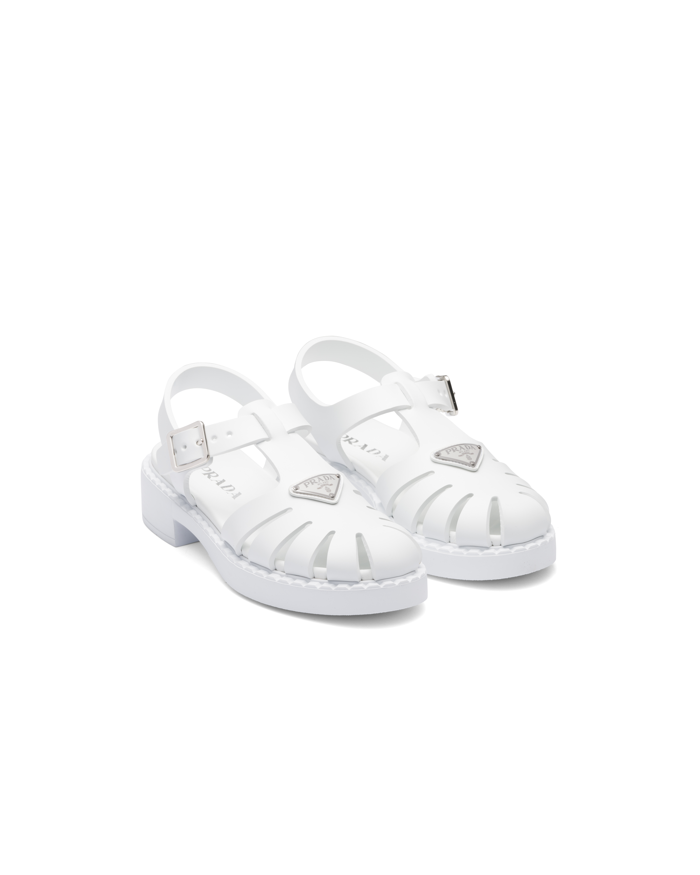 Prada Sporty Foam Rubber Sandals In White ModeSens