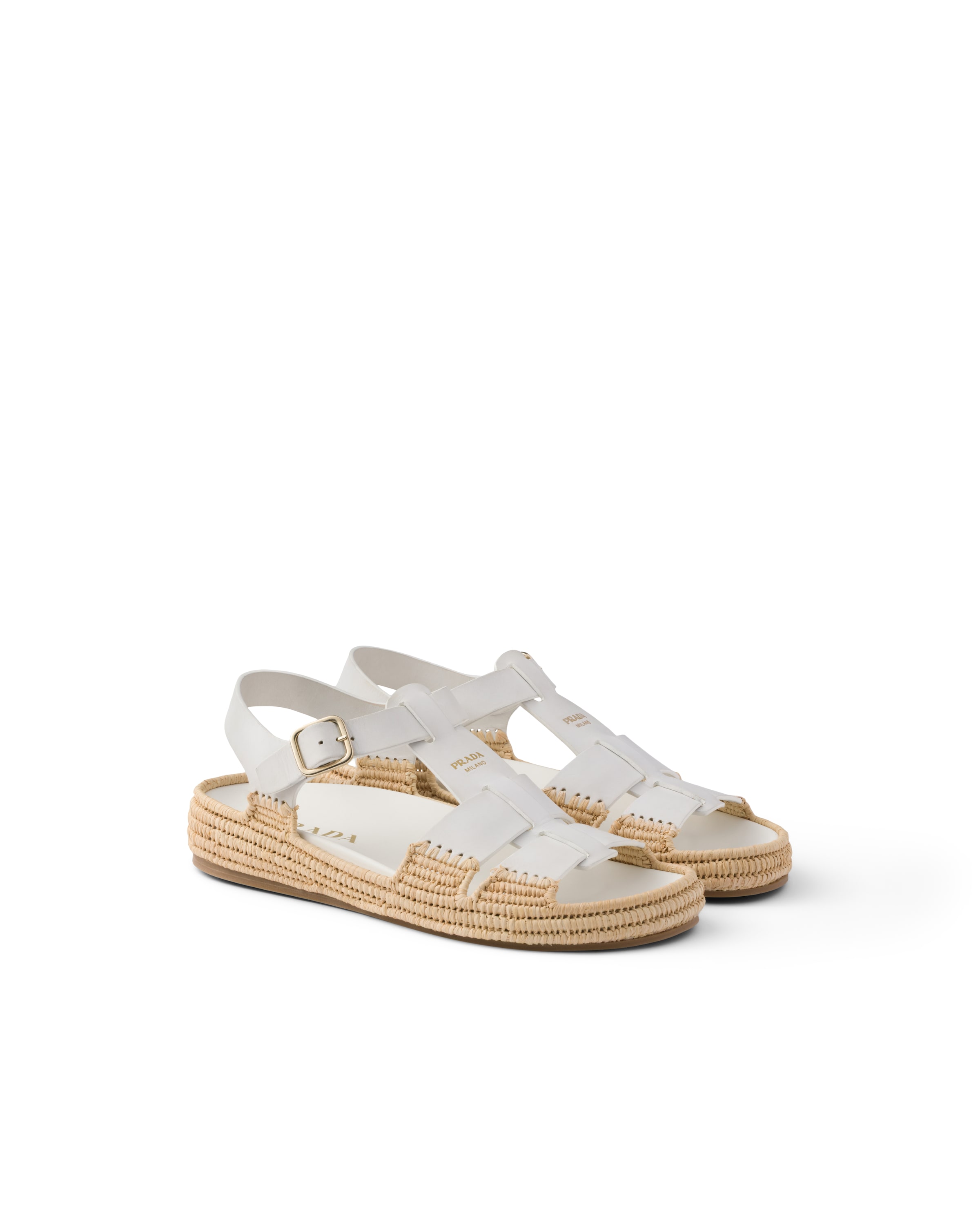 Prada Sandales En Cuir, Femme, Blanc, Taille 40