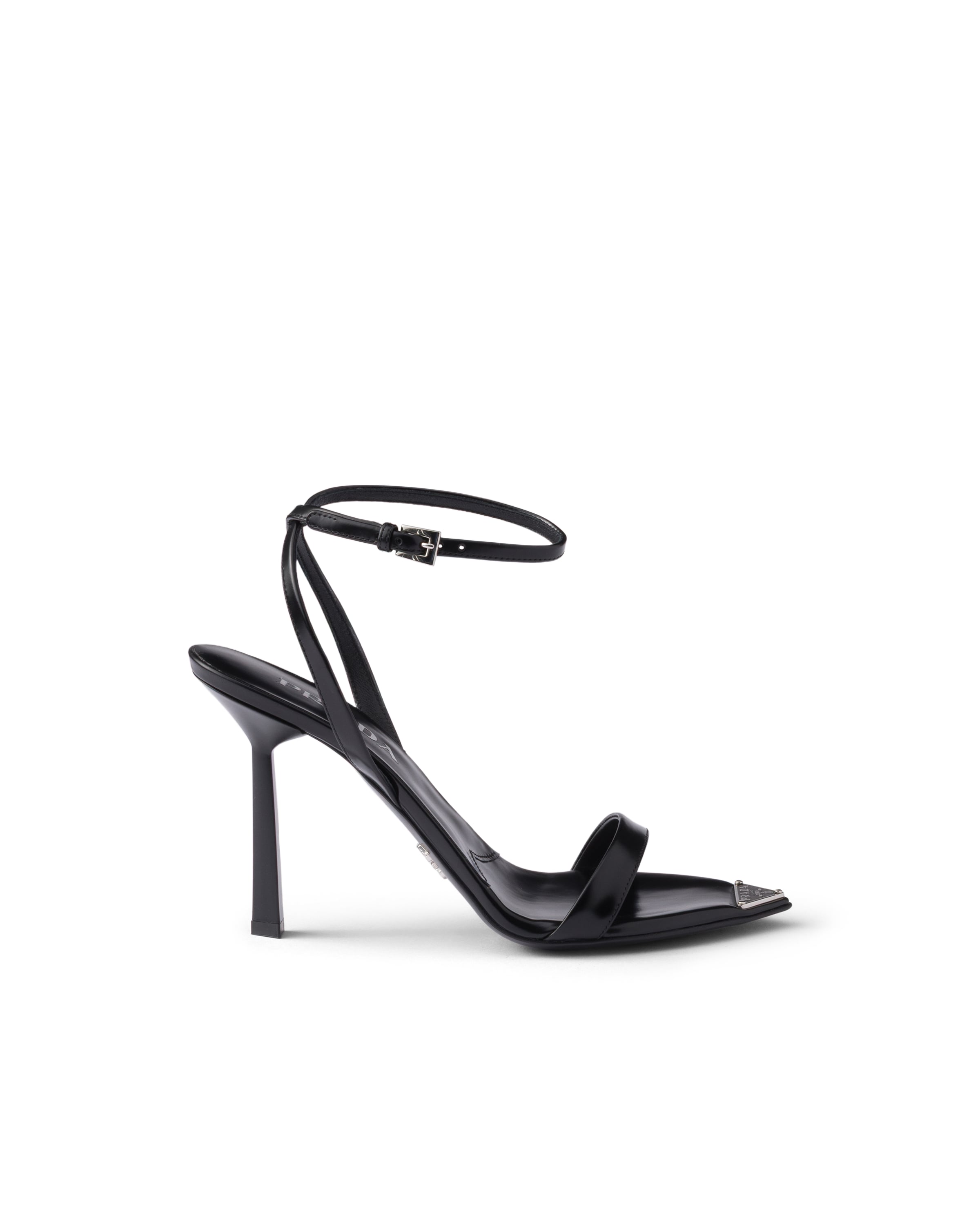 Prada Logo Detail Heeled Sandals In Black