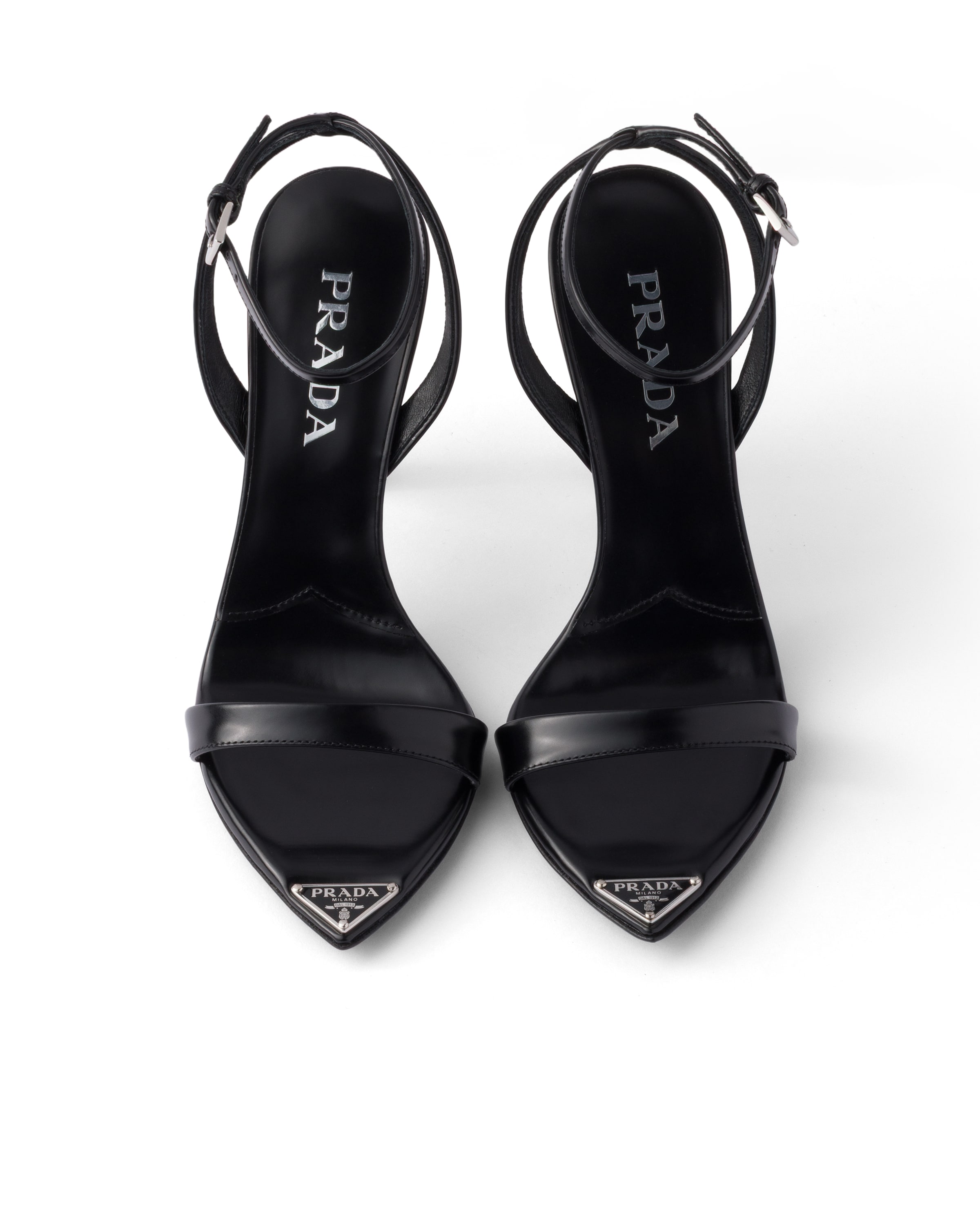 Prada Logo Detail Heeled Sandals In Black