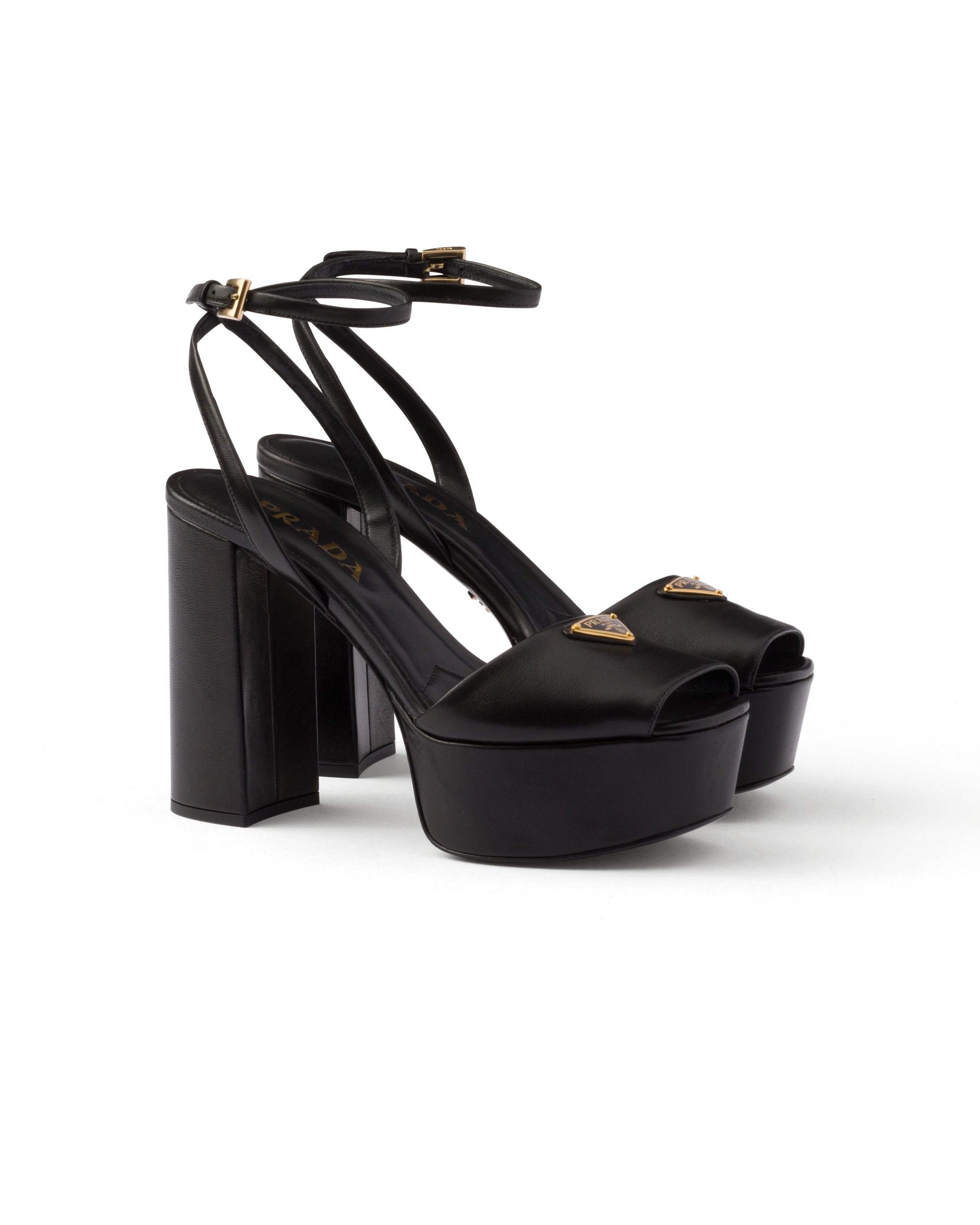 Prada Sandali Plateau In Nappa, Donna, Nero, Taglia 36