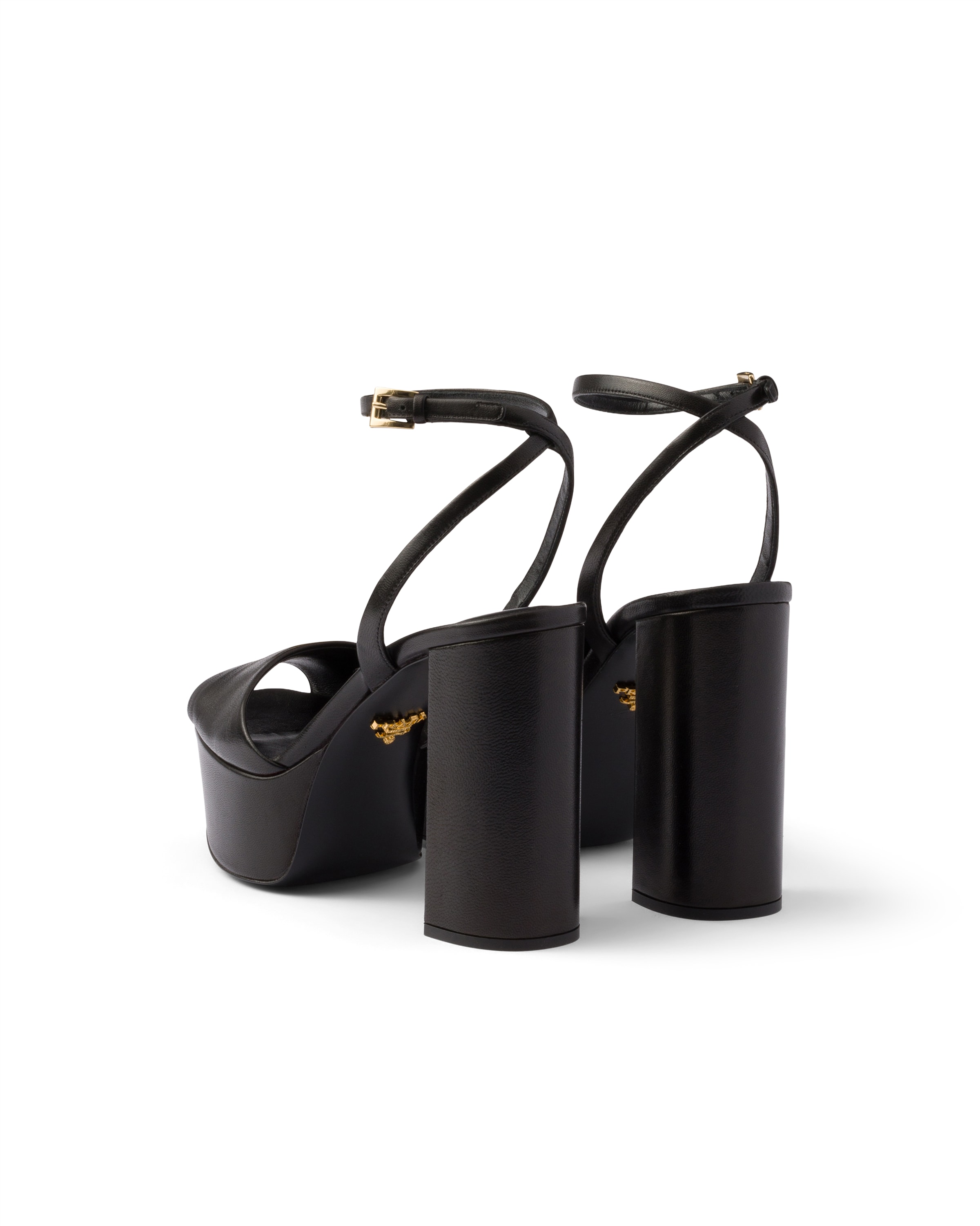 Prada 115mm Nappa Leather Platform Sandals In Black