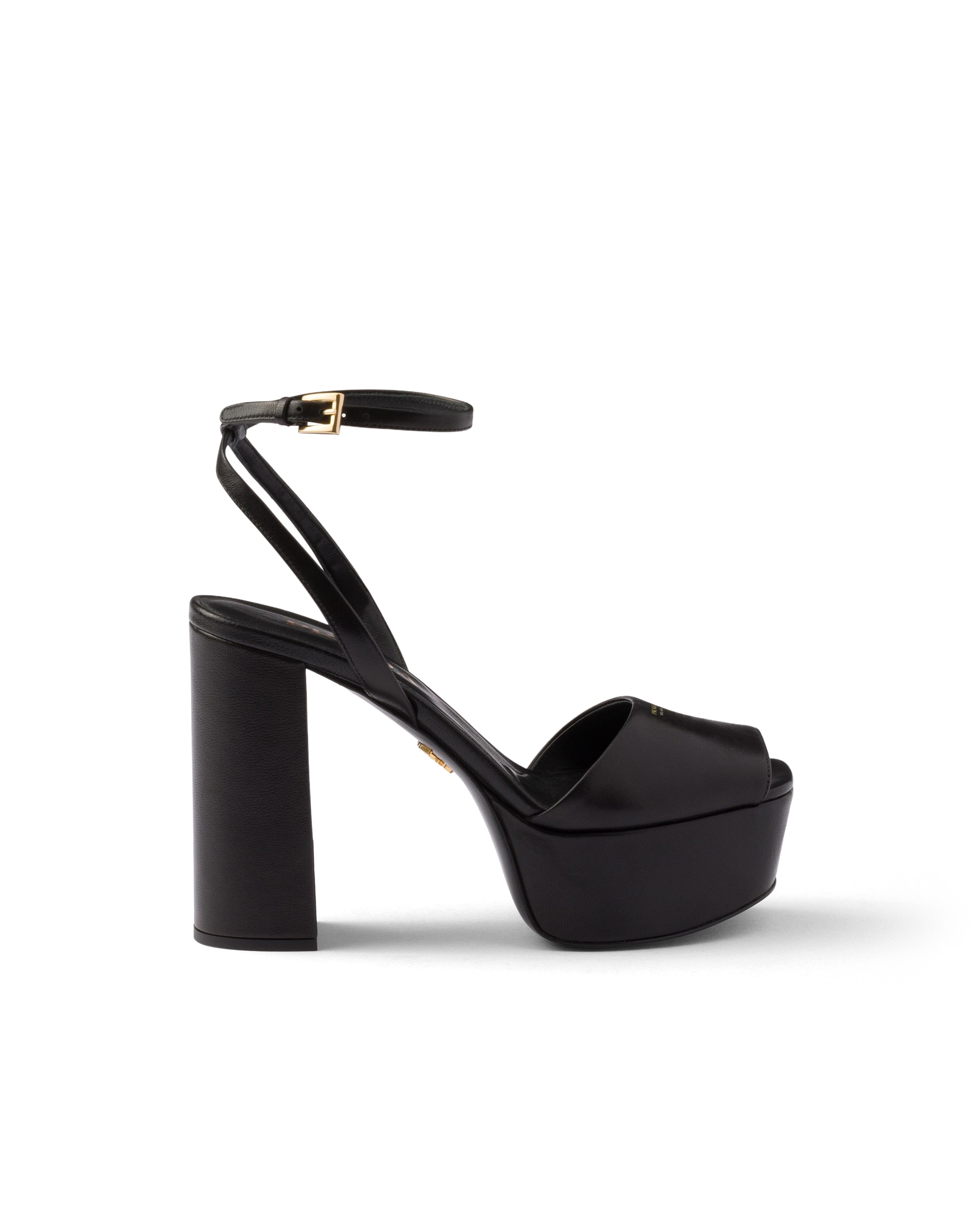 Prada 115mm Nappa Leather Platform Sandals In Black
