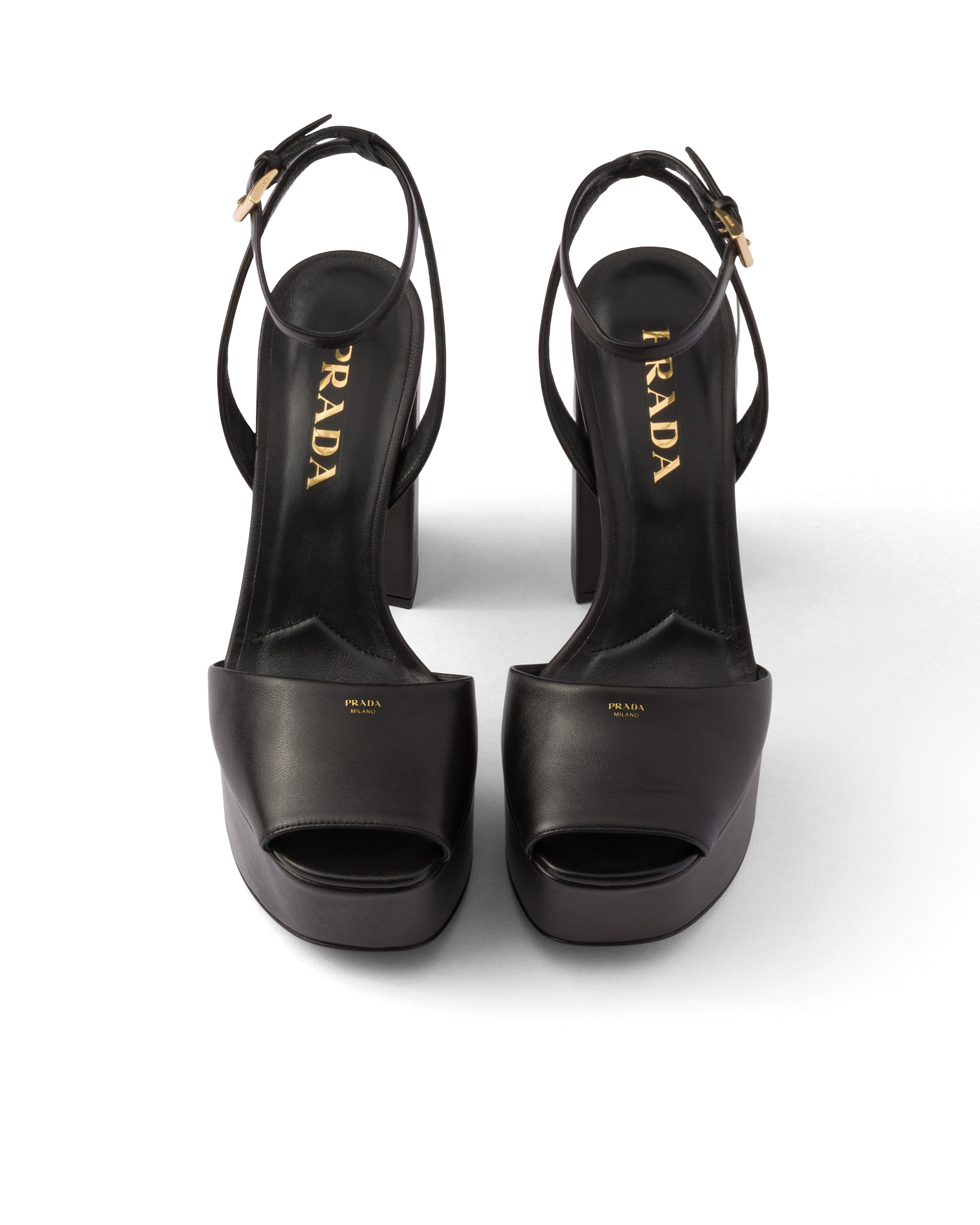 Prada 115mm Nappa Leather Platform Sandals In Black