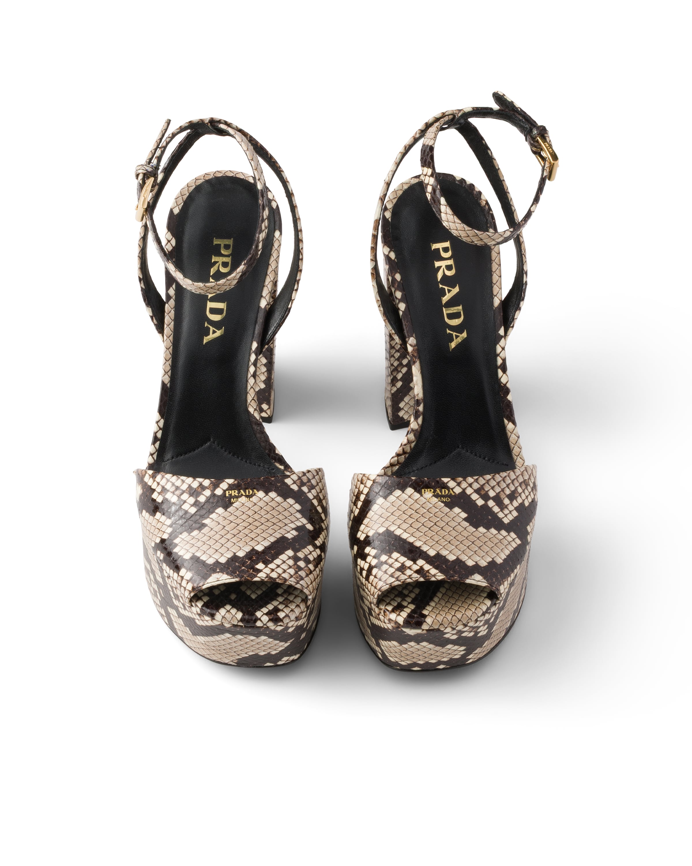 Prada Women's Python-print Ayers Leather Platform Sandals In Animal Print