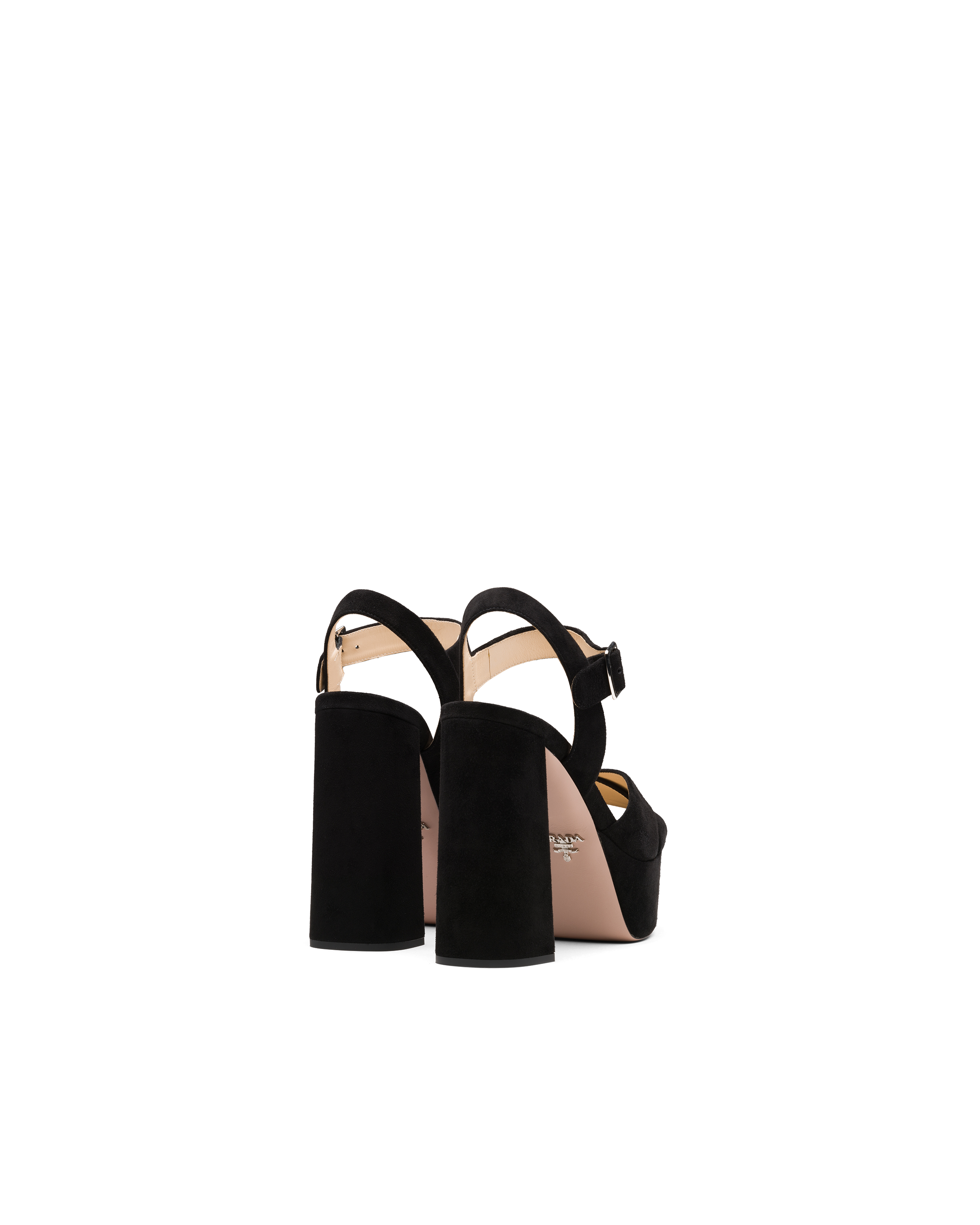 prada black suede platform sandals