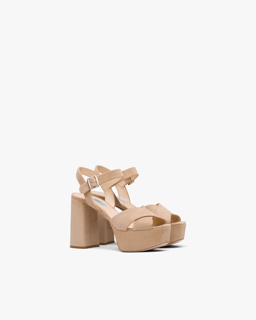 Sandalias de plataforma de ante Beige Camafeo | Prada