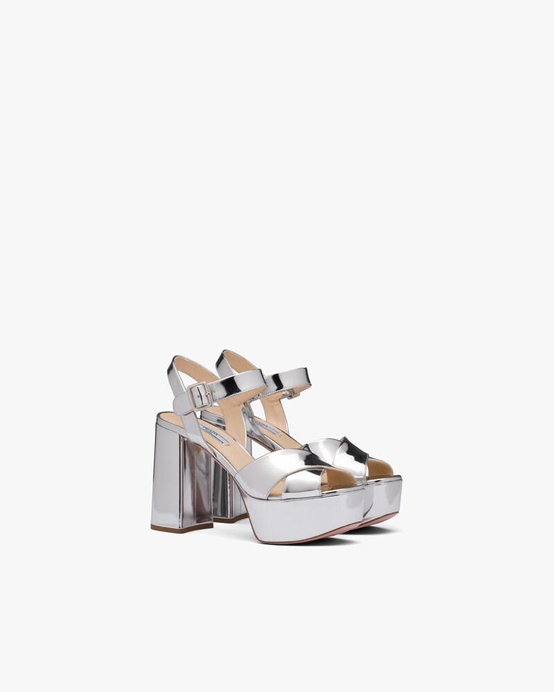 prada metallic leather mules