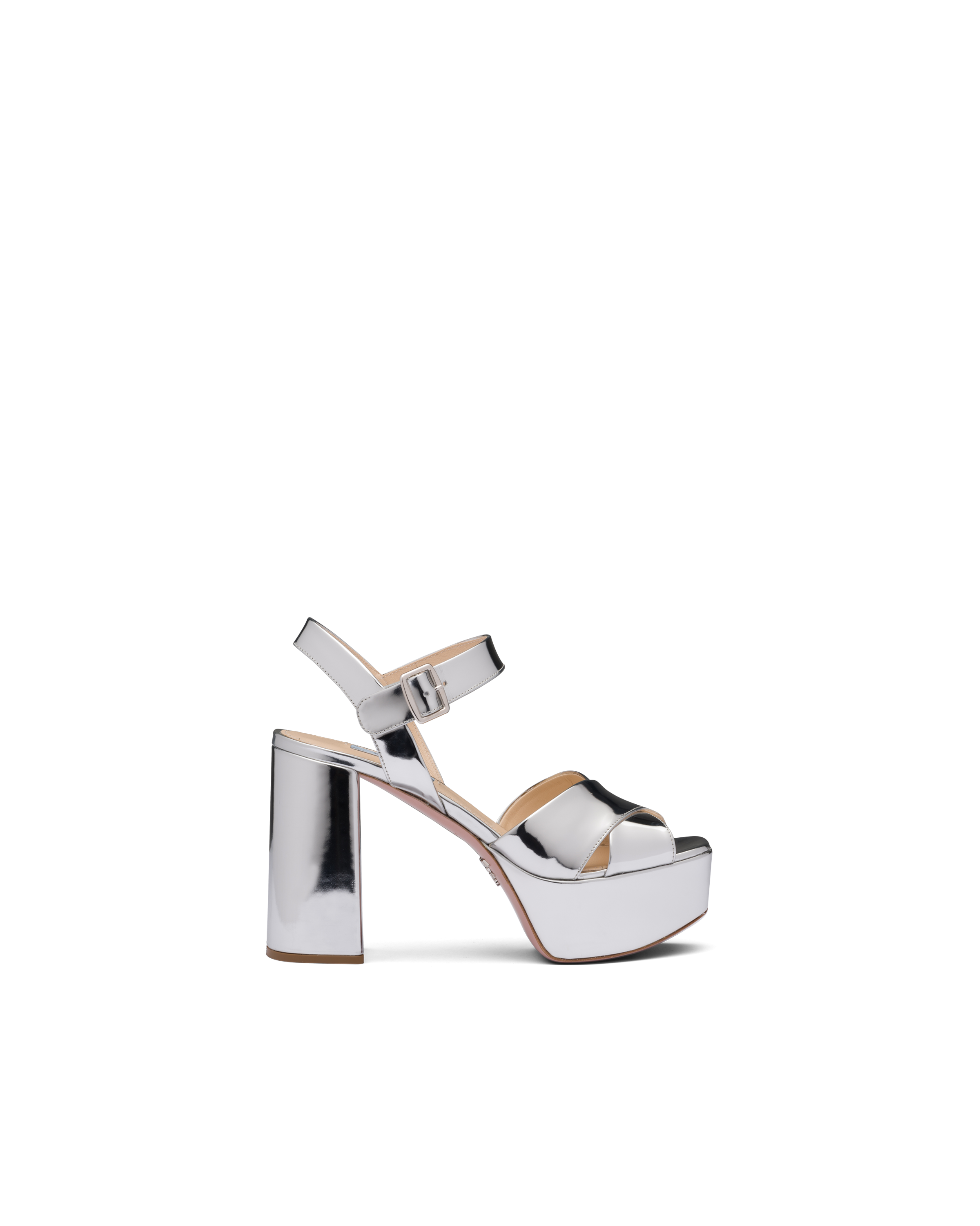 prada metallic leather mules
