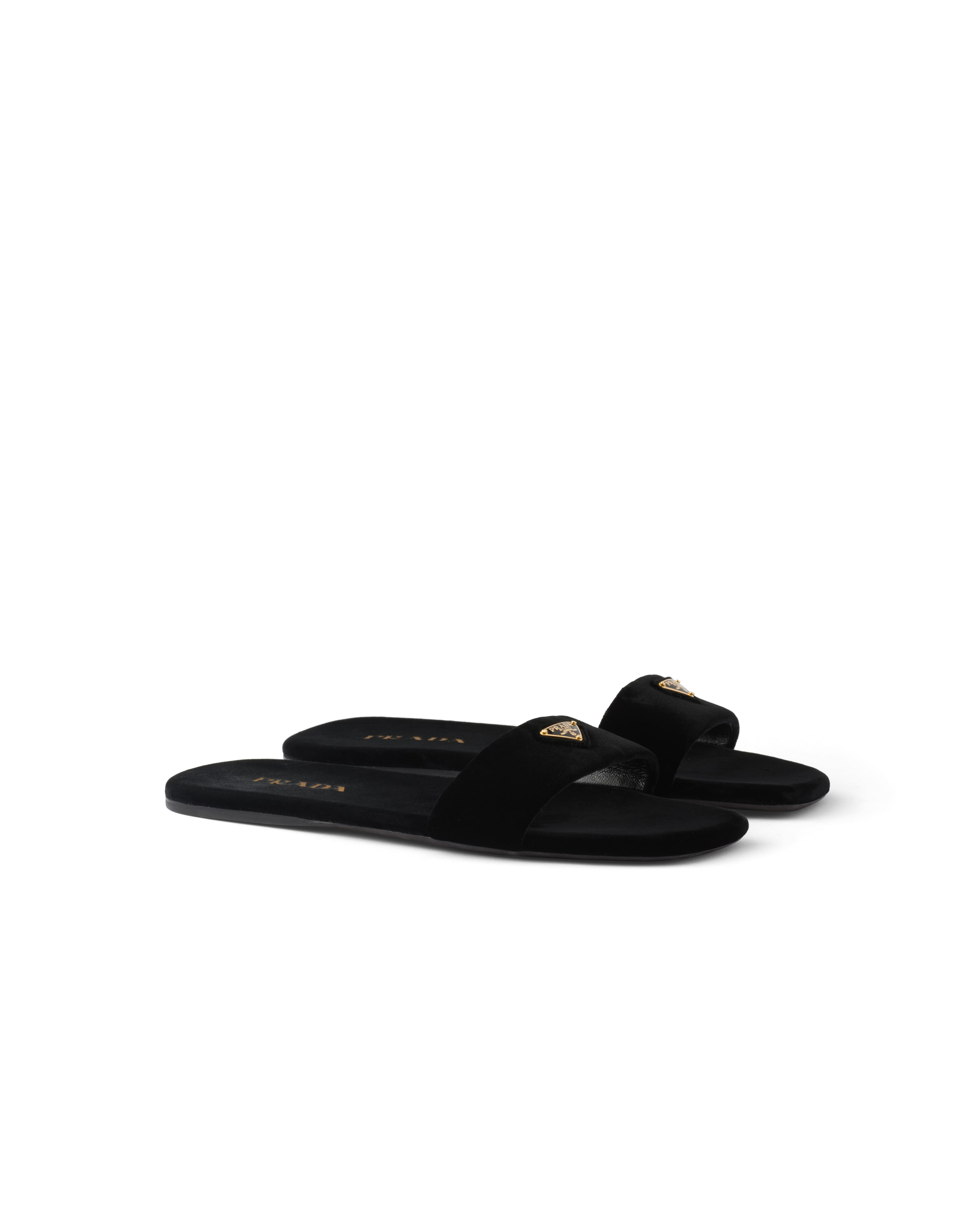 Prada Sandali Bassi In Velluto, Donna, Nero, Taglia 37,5