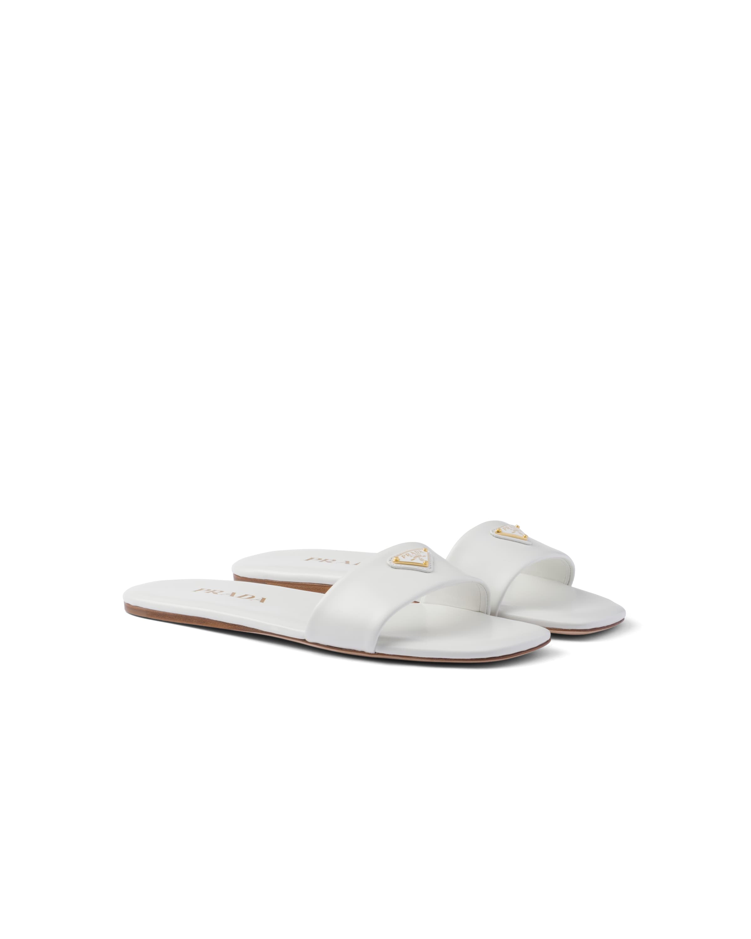 Prada Sandali Slider In Pelle, Donna, Bianco, Taglia 36