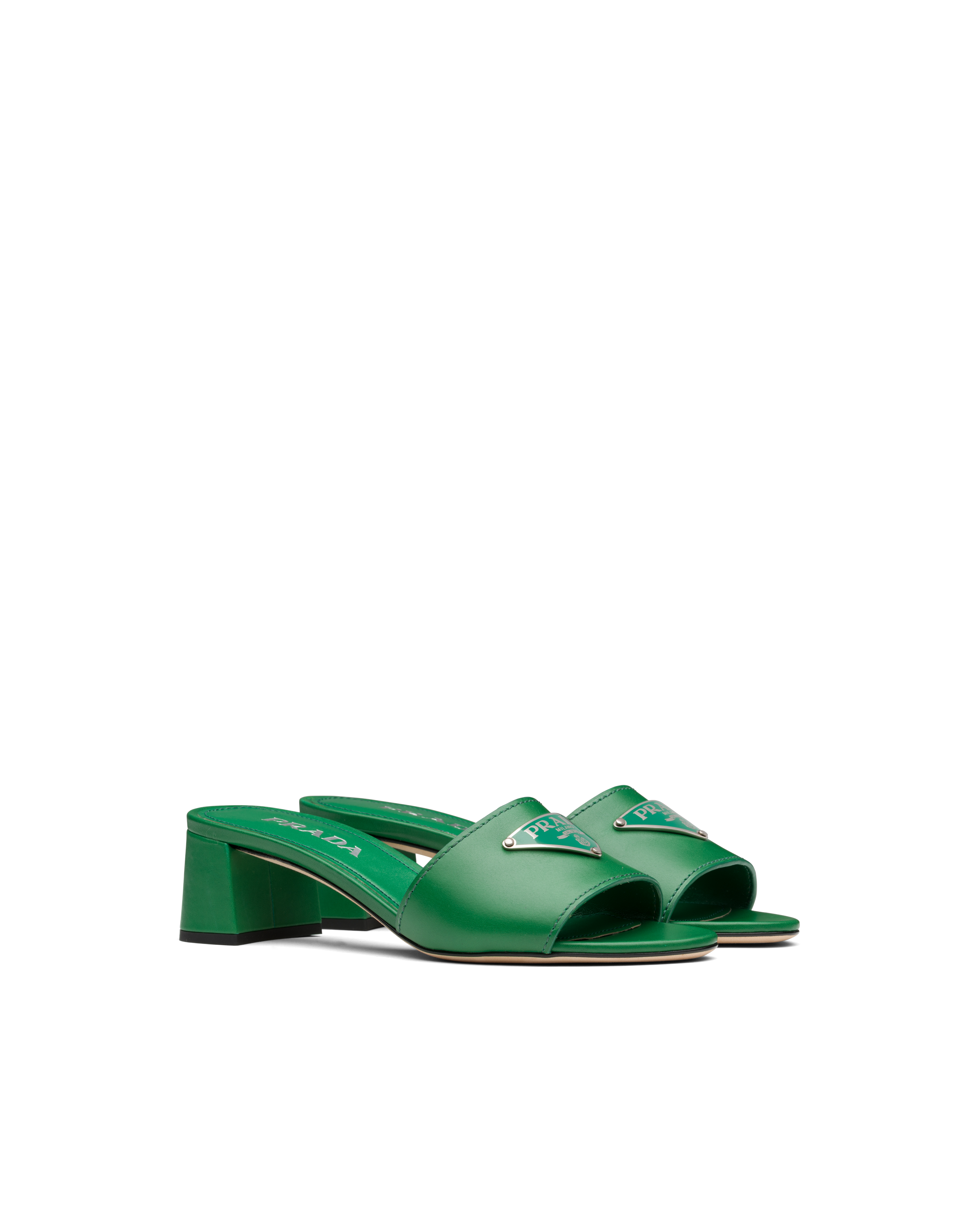Green Leather slides Prada
